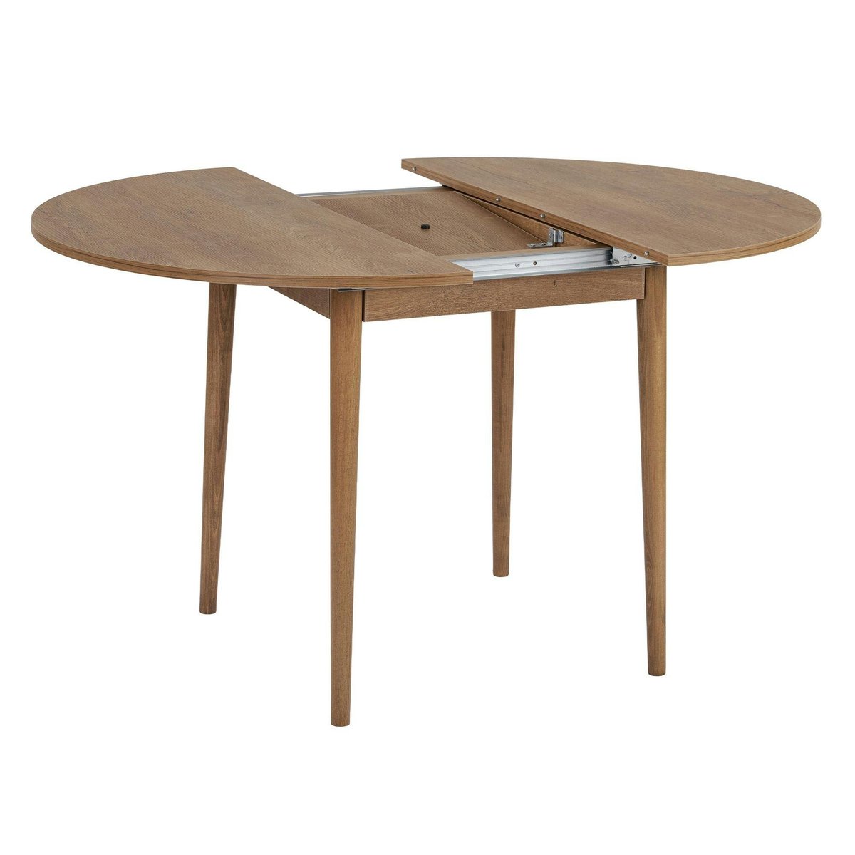 Table ronde extensible 4/6 places en mélaminé MARFA chêne brun, PIER IMPORT