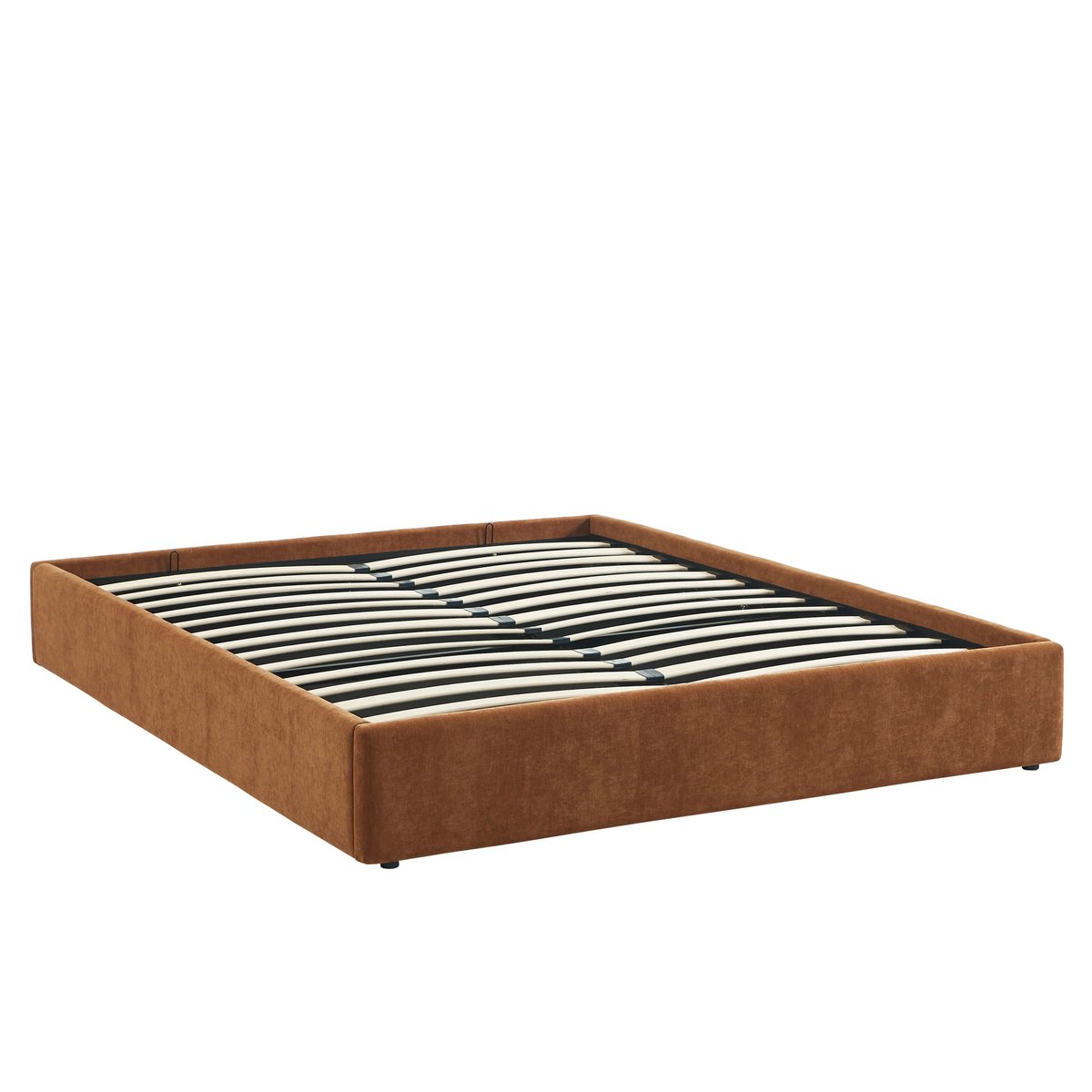 Lit coffre tissu avec sommier IVY marron, BAÏTA