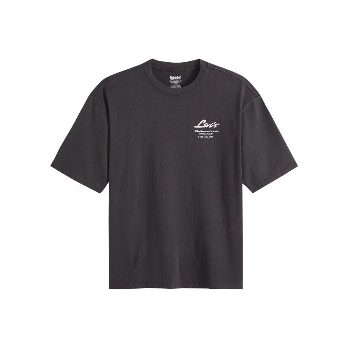 T-shirt en coton anthracite orné d'un imprimé camions et pourvu d'un col rond anthracite, LEVI'S