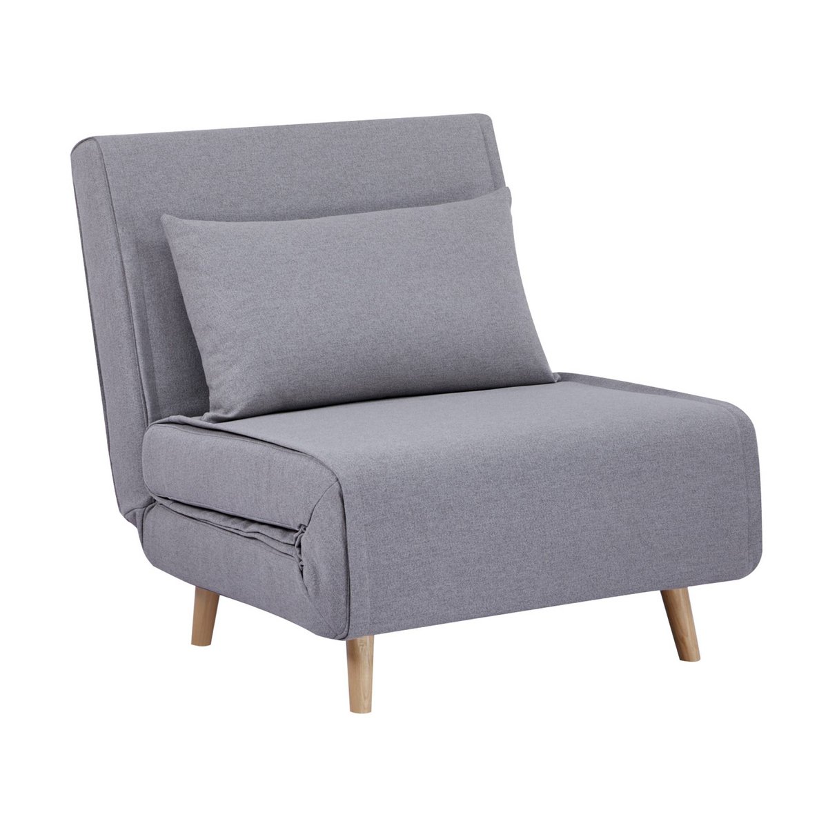 Chauffeuse convertible tissu piétement bois 1 place GUEST gris, SWEEEK