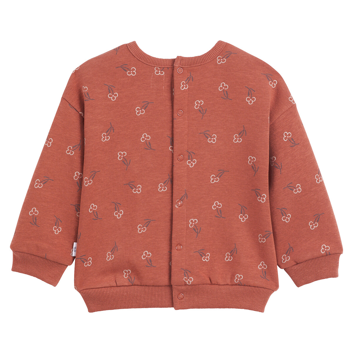 Sweat col rond, pressionné au dos, en molleton bordeaux, LA REDOUTE COLLECTIONS