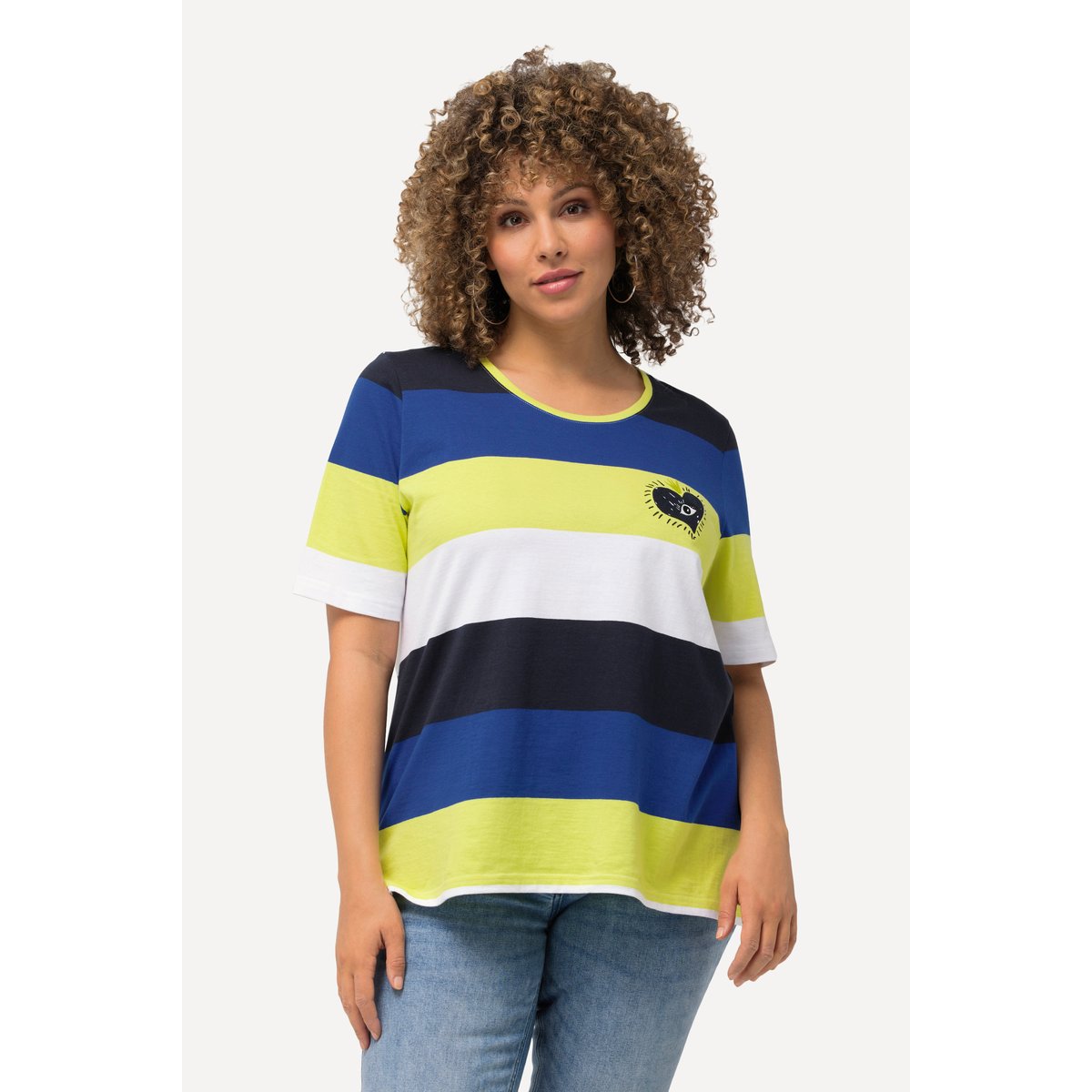 T-shirt à col rond et manches courtes. bleu cobalt, ULLA POPKEN