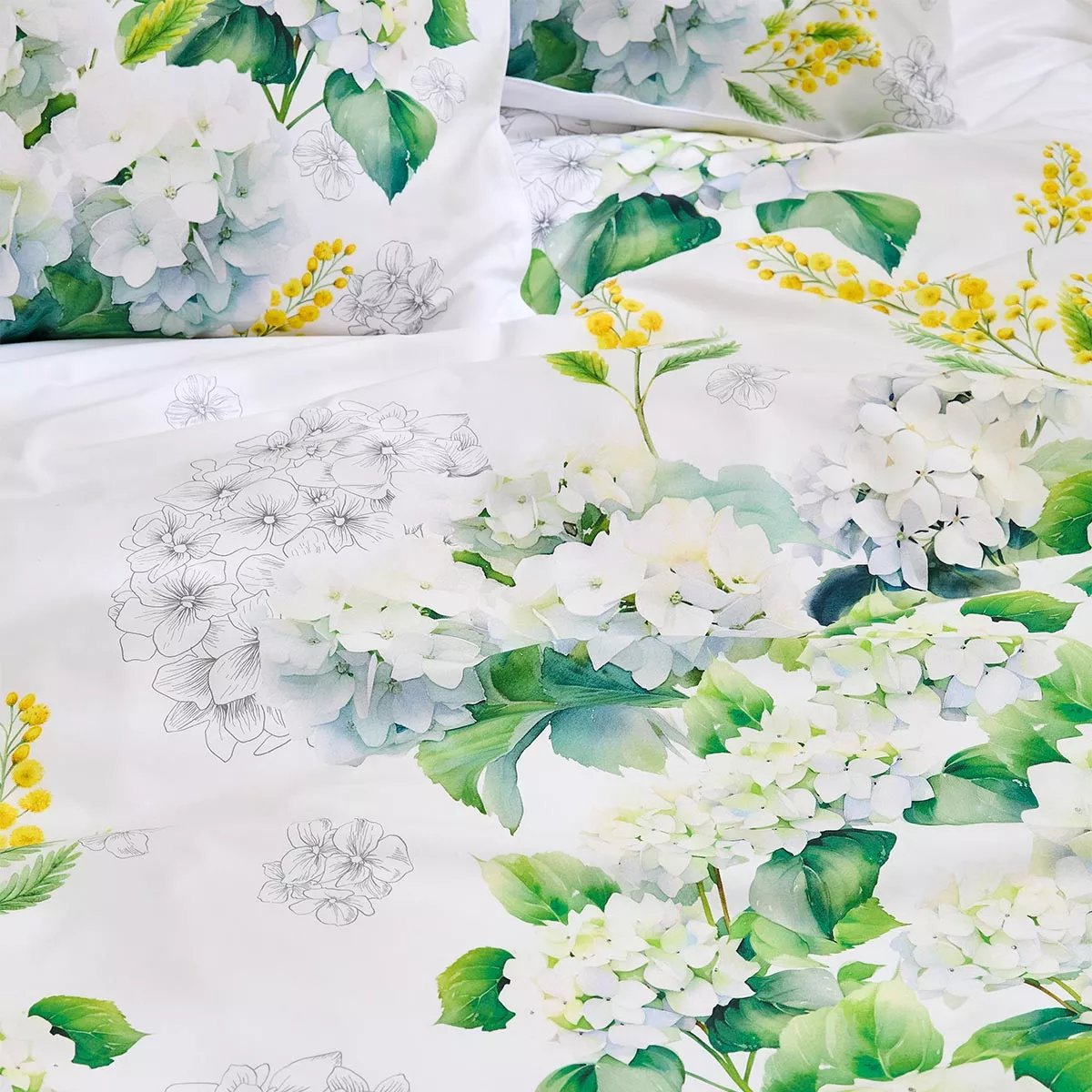 Parure de lit percale de coton ANNABELLE mimosa, GARNIER THIEBAUT