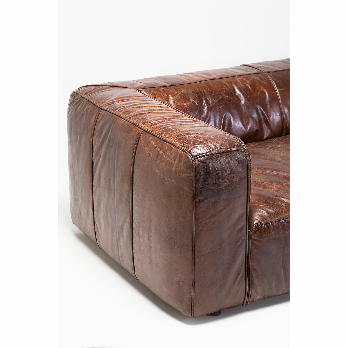 Canapé Cubetto 3-places 260cm cuir marron, KARE DESIGN
