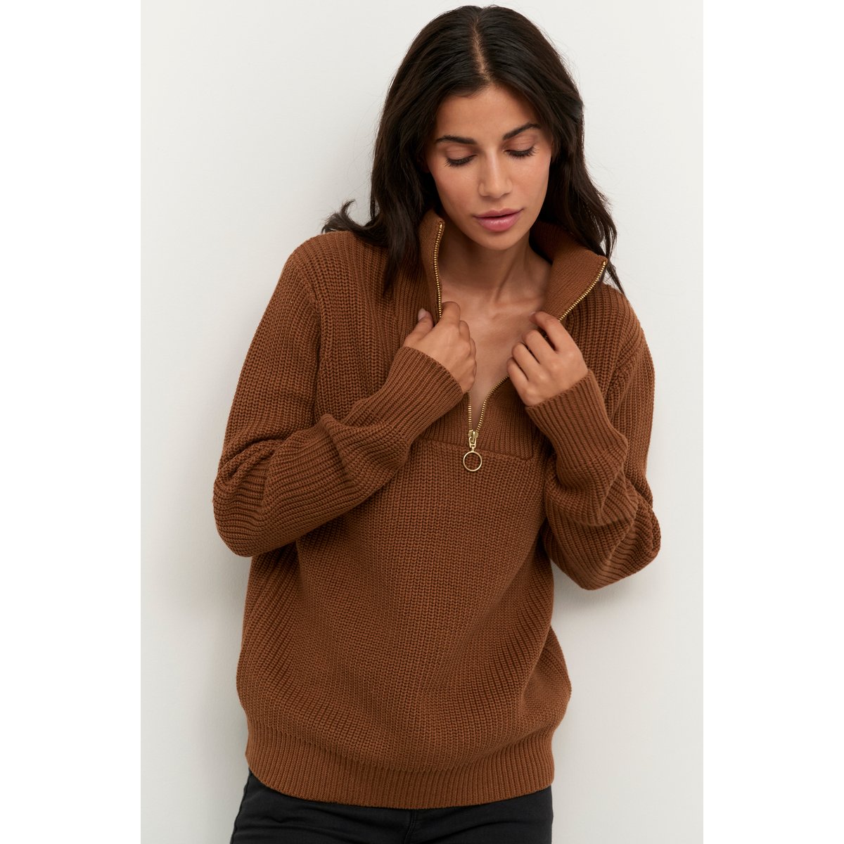 Pullover tricoté marron toffee, KAFFE