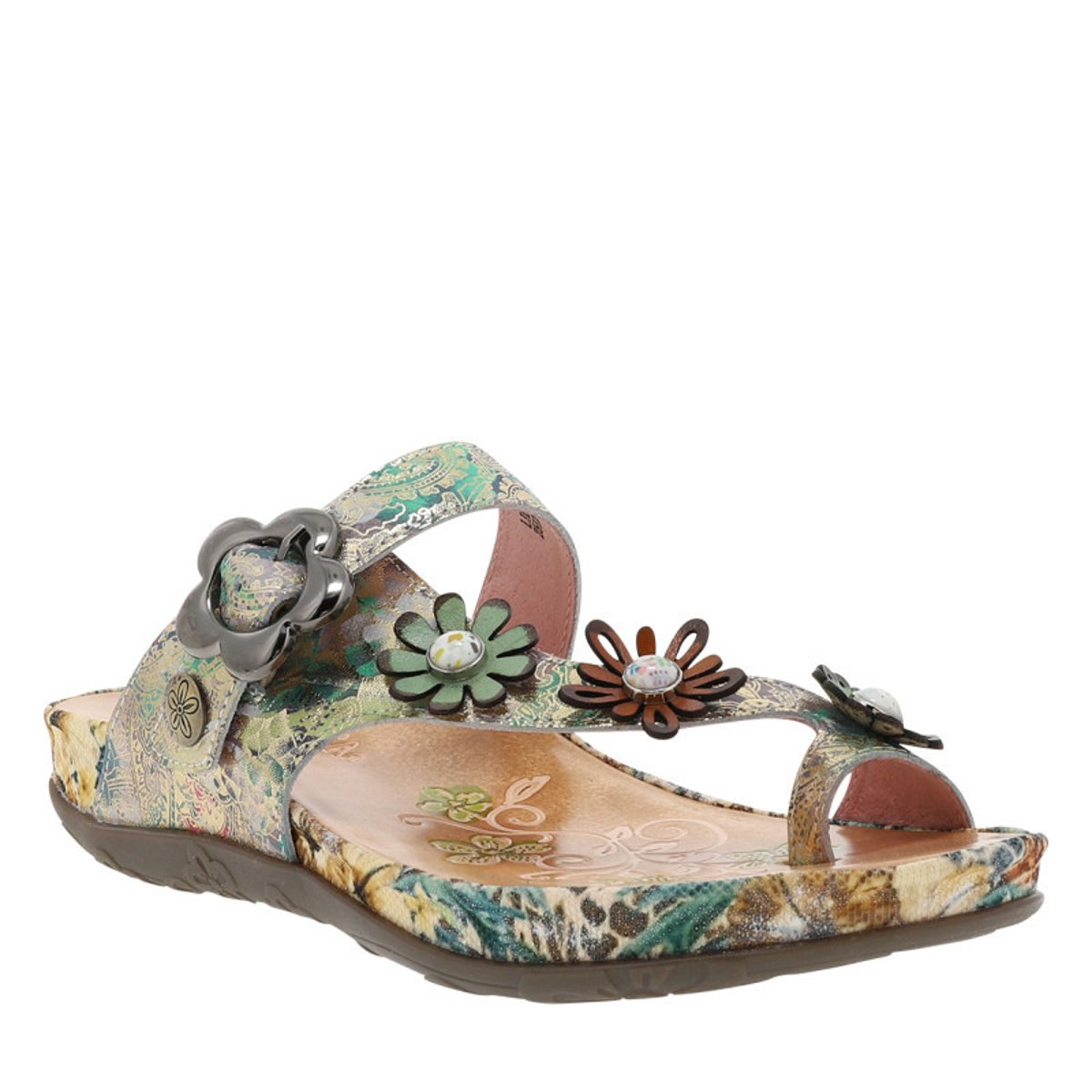 Mules en cuir beiges à semelle plat avec un soufflets élastiqués beige, LAURA VITA