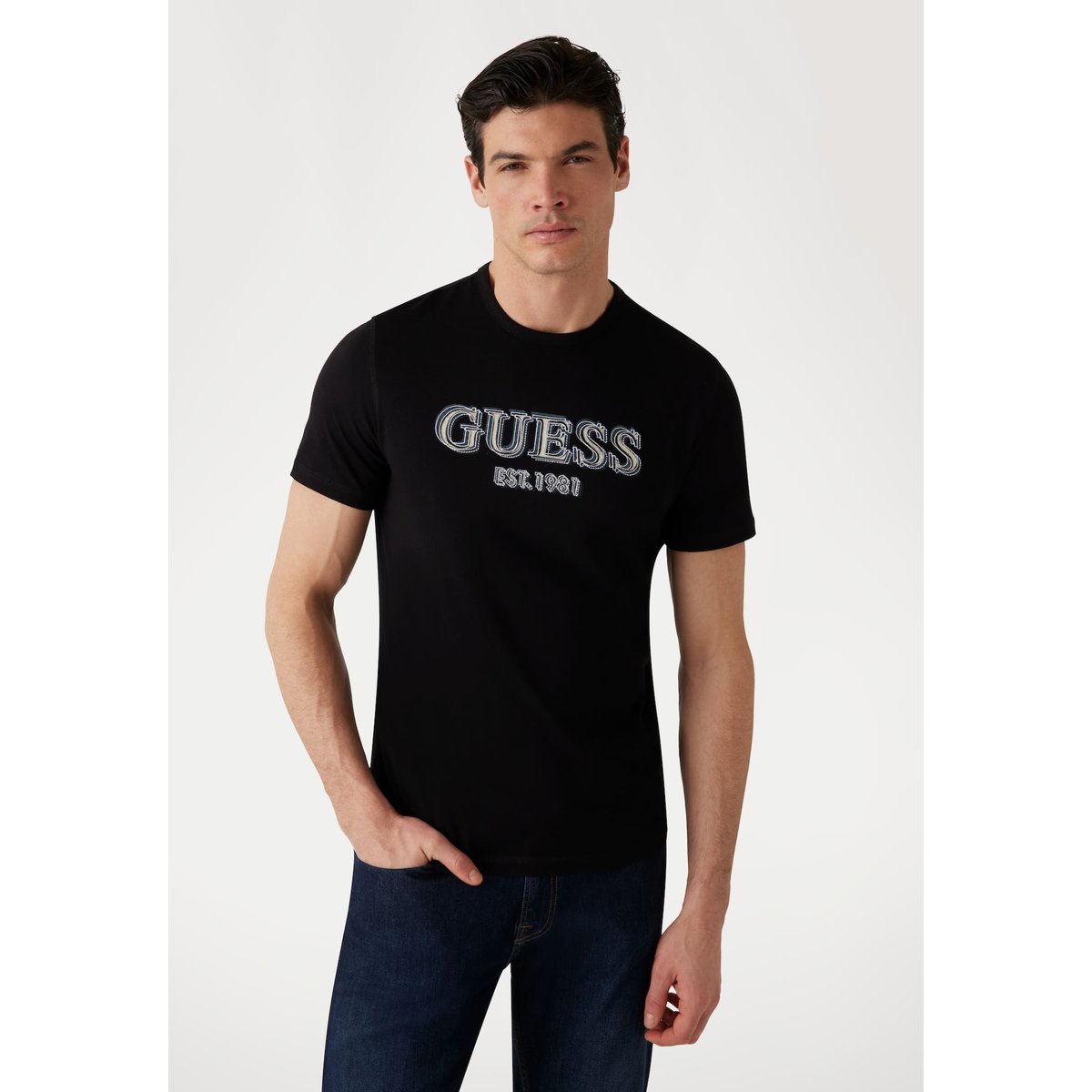 T-Shirt Logo Frontal noir, GUESS