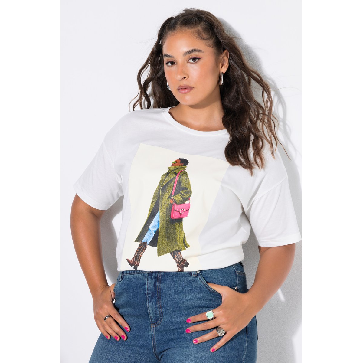 T-shirt, coupe oversize, imprimé tendance blanc cassé, STUDIO UNTOLD