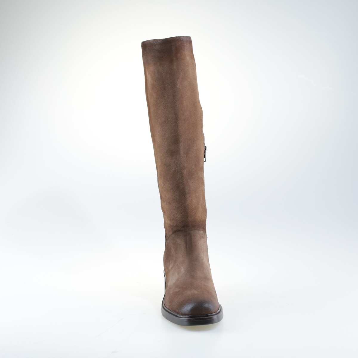 Botas de ante con tacón bajo caoba, MJUS