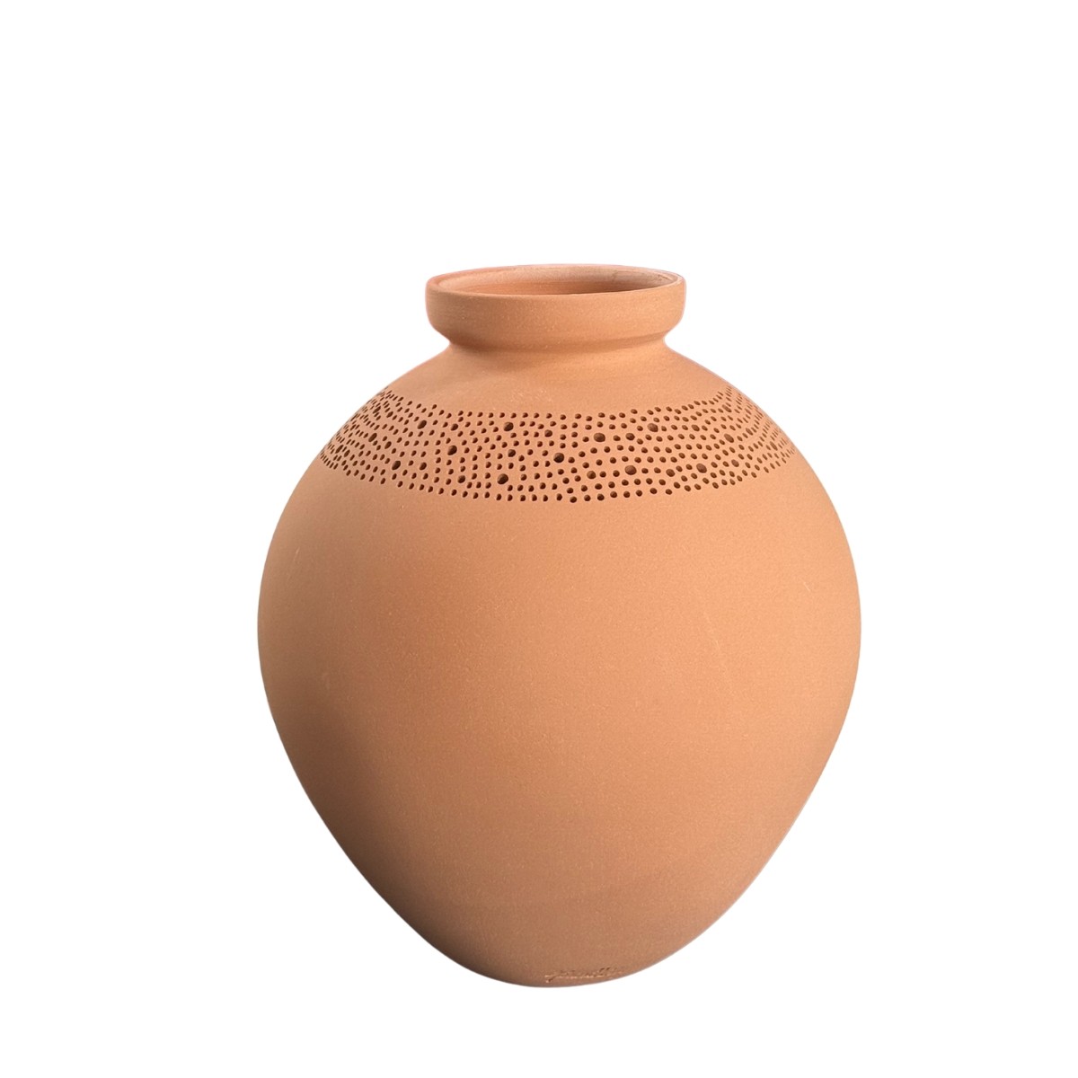 Vase décoratif en terre cuite avec frise ajourée. SARA beige, GERARD LAMY