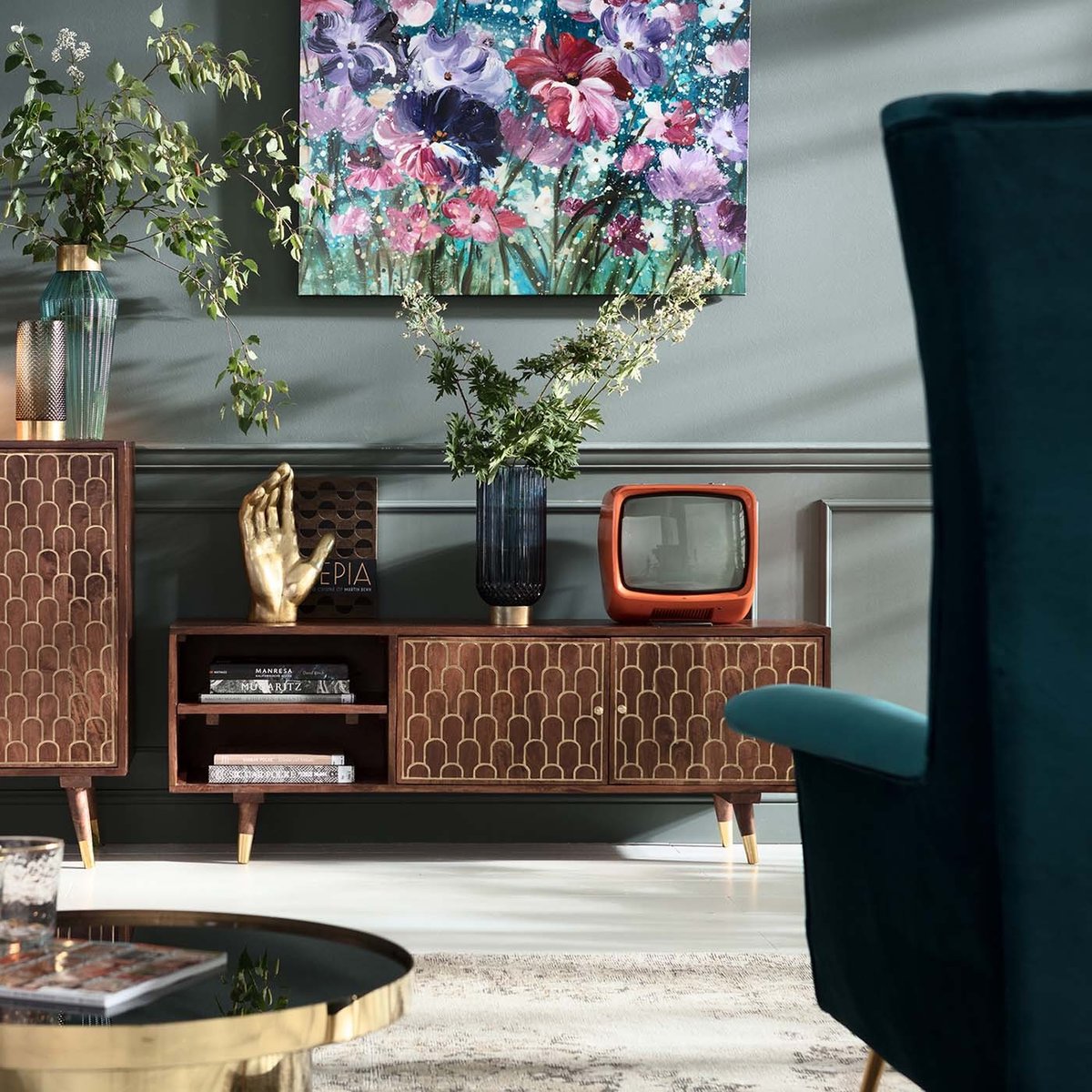 Meuble TV en manguier, MUSKAT bois, KARE DESIGN