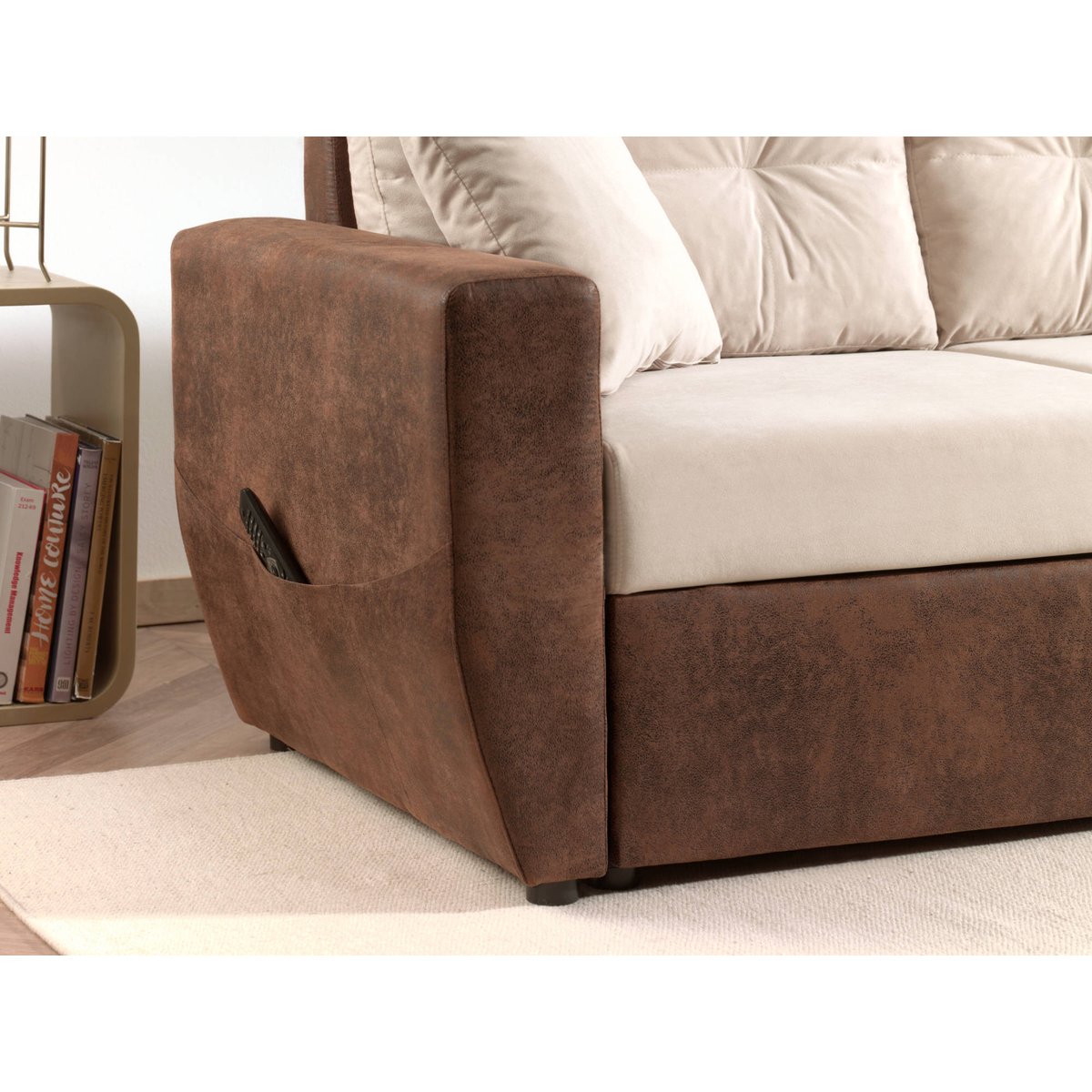Canapé d'Angle Convertible 4 places - ASTORIA marron / beige, BEST MOBILIER