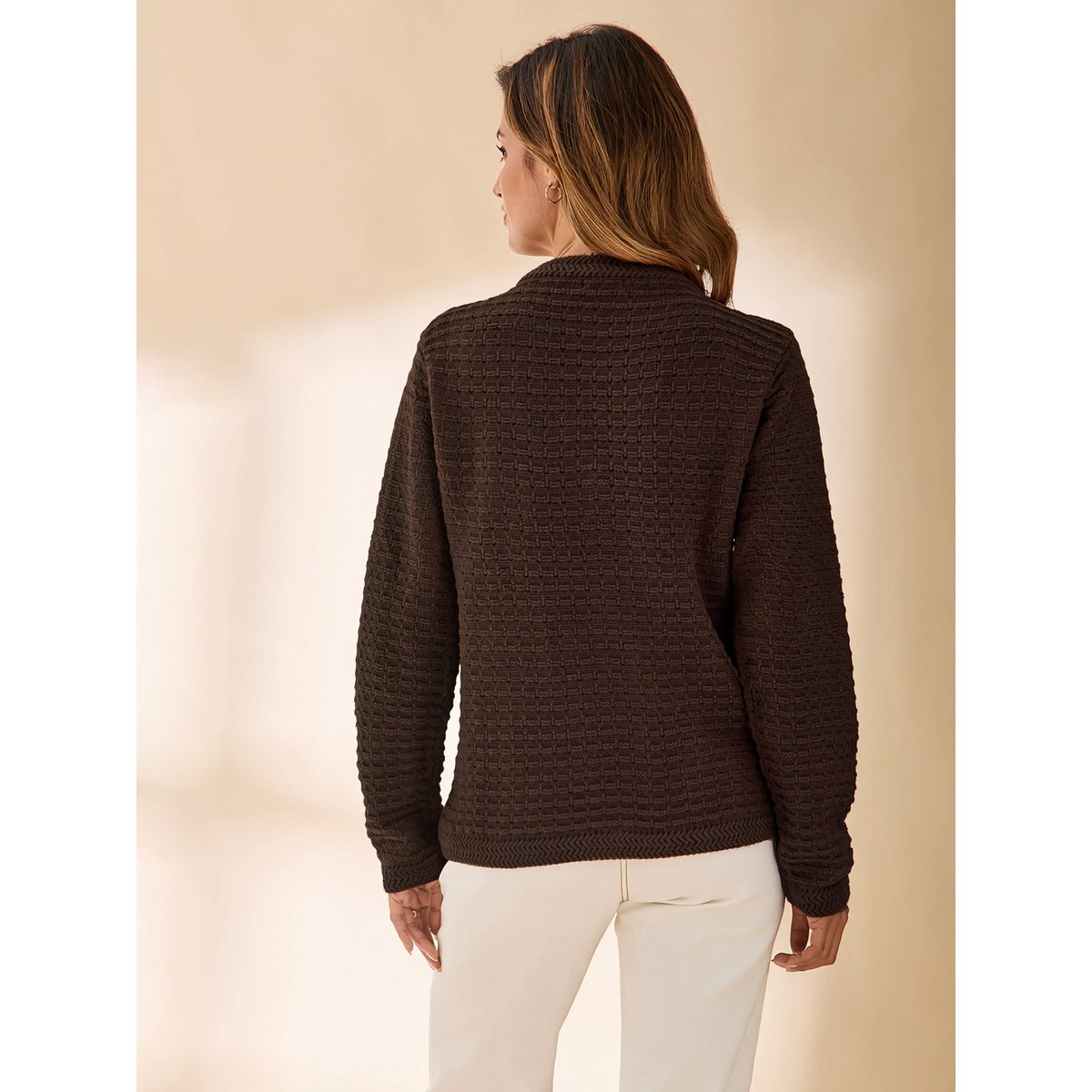 Cardigan élégant femme chocolat, DAXON