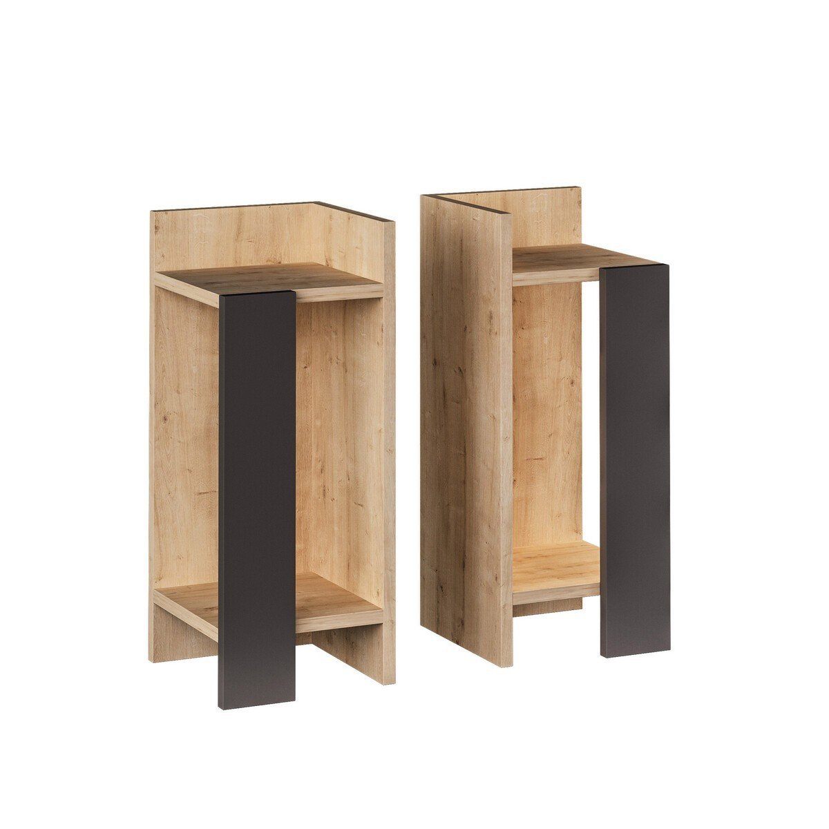 Lot de 2 tables de chevet H60 cm - ELOS noir/bois, CALICOSY