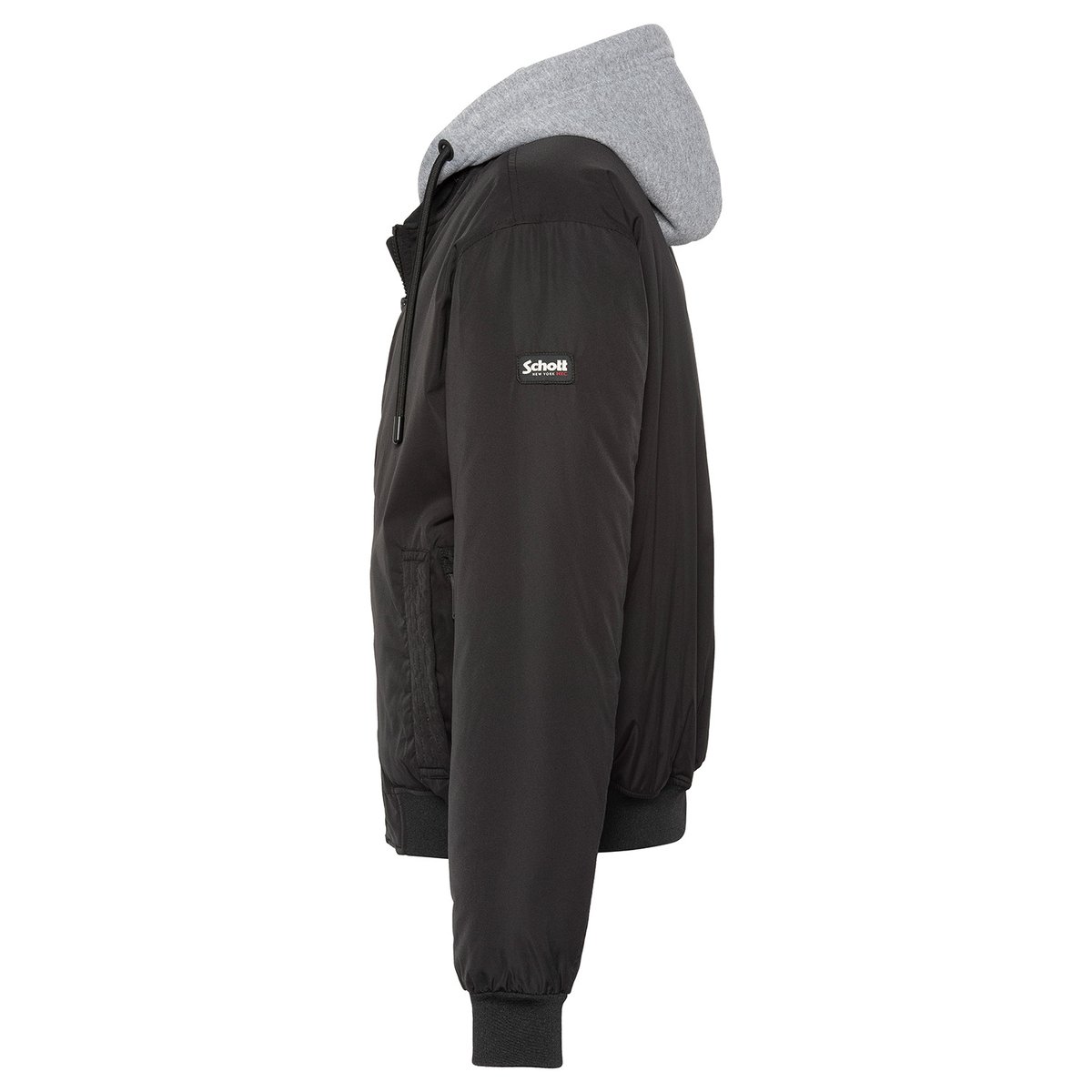 Blouson à capuche avec plastron amovible noir, SCHOTT