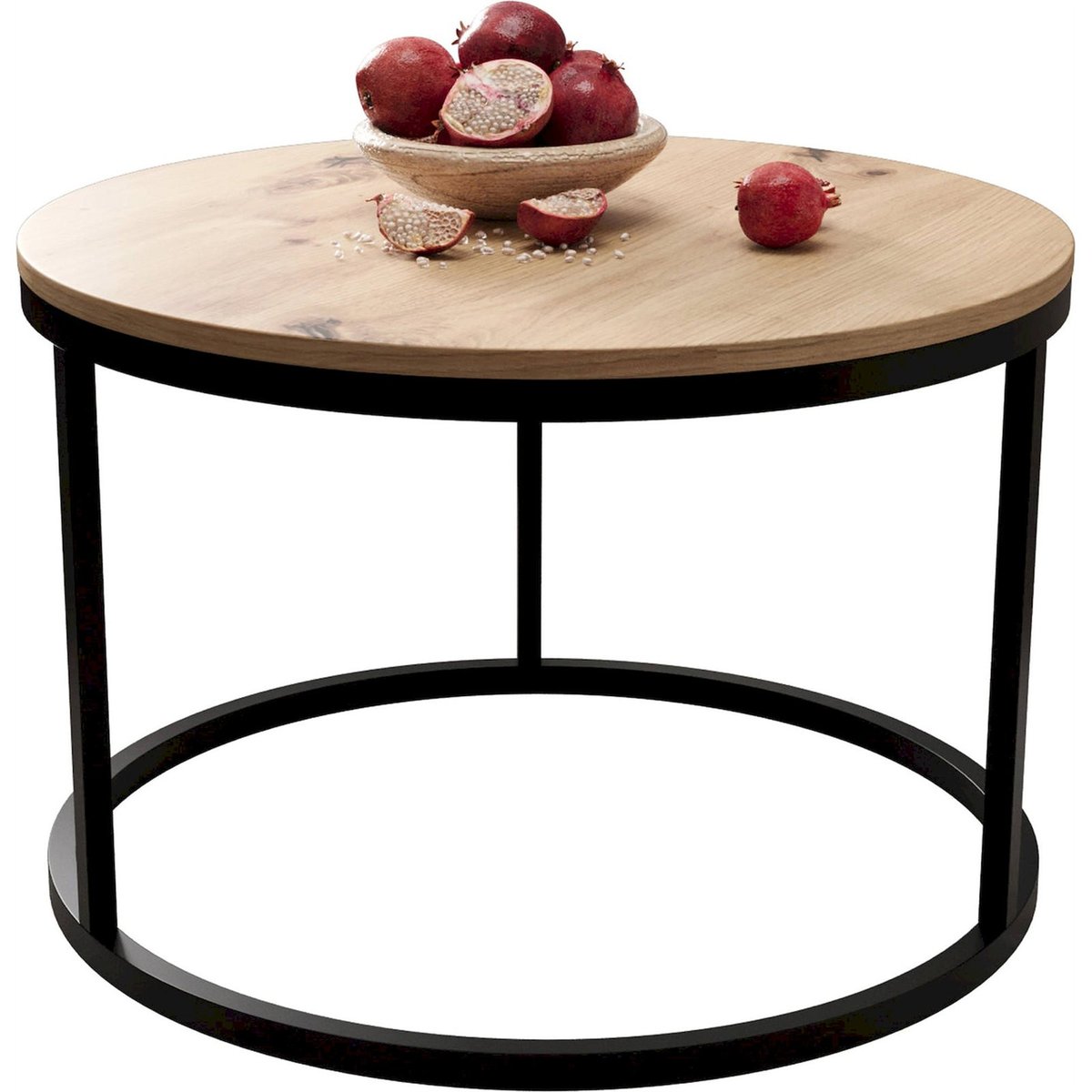 Table basse ronde piètement métal SABELLO noir mat, RECOLLECTION