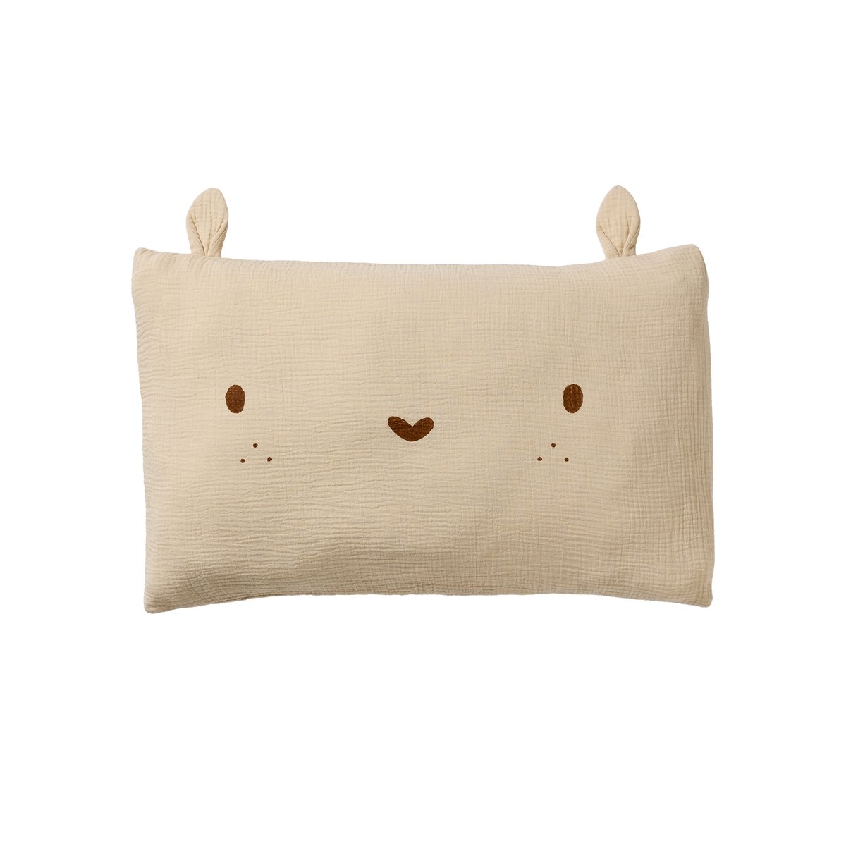 Taie d'oreiller lapin en gaze de coton vanille, VERTBAUDET