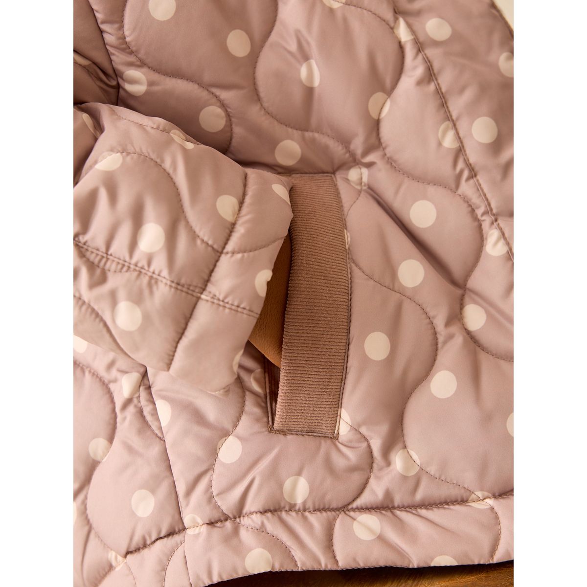 Veste matelassée imperméable moka marron à pois, NEXT