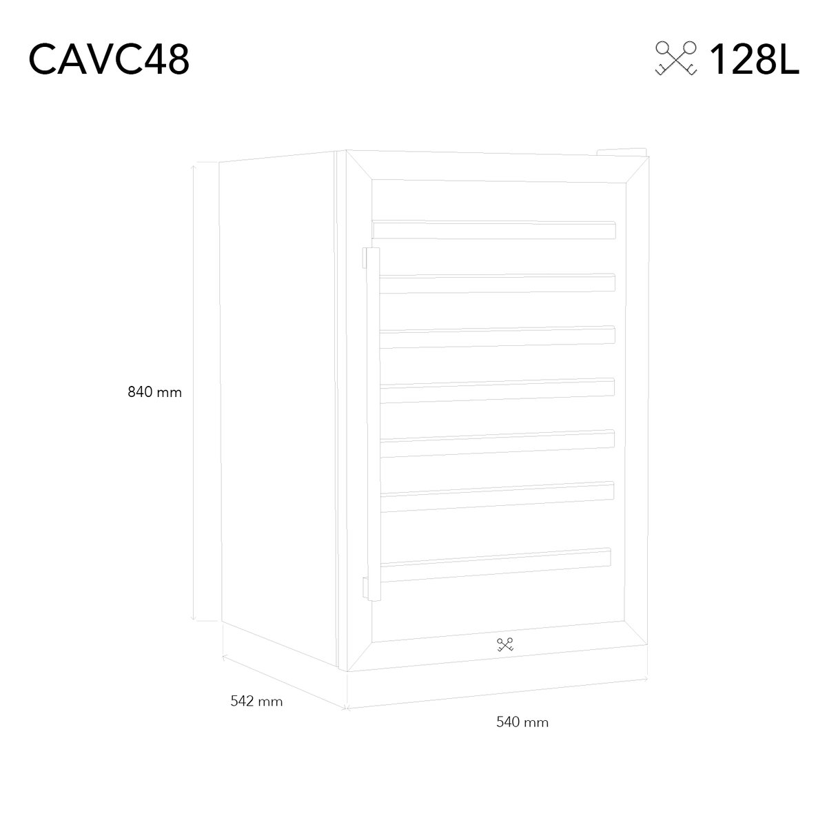 cave de conservation 48 bouteilles pose libre - cavc48 noir, H.KOENIG