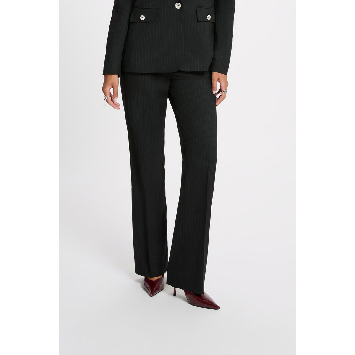 Pantalon droit taille haute noir, MORGAN