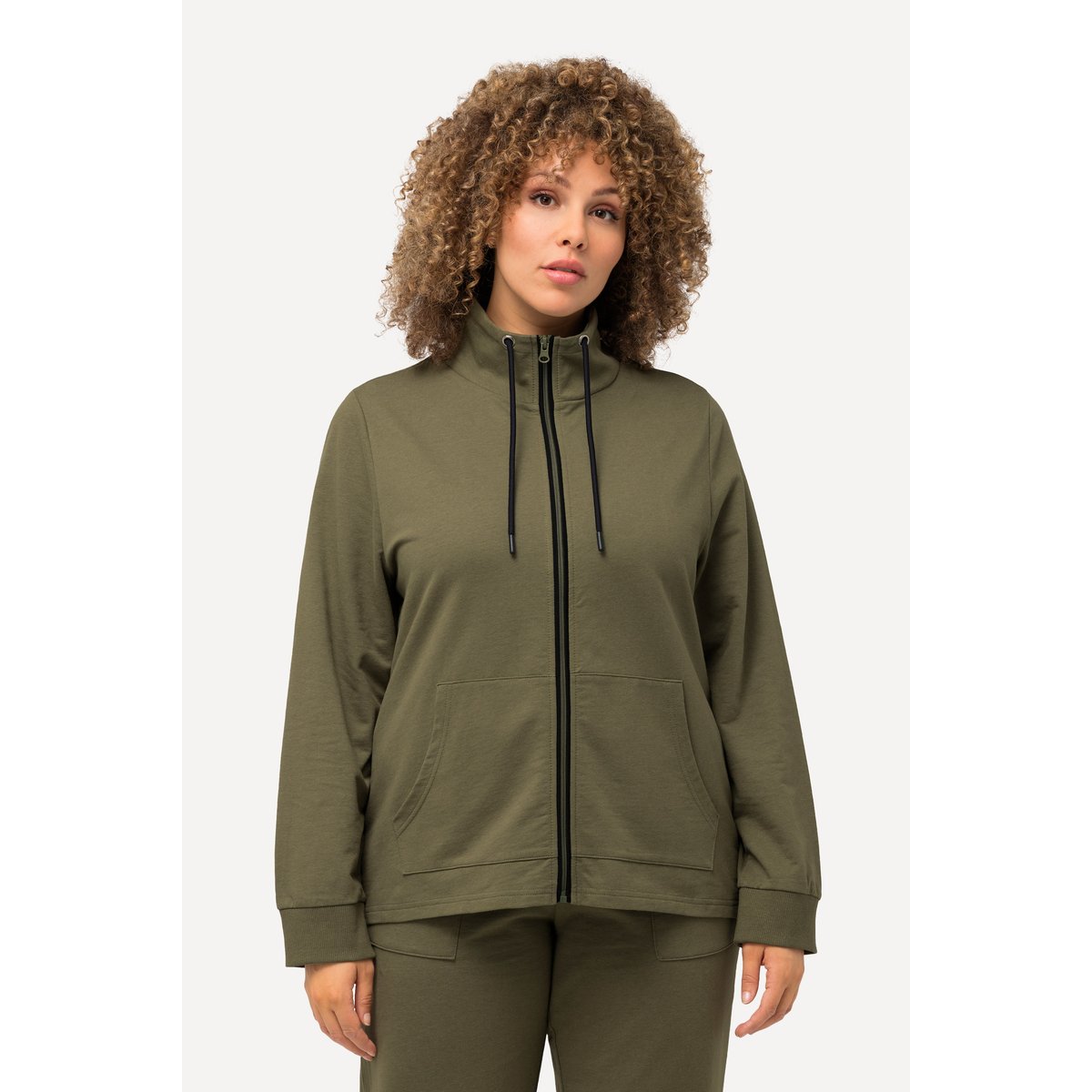 Veste en molleton vert loden, ULLA POPKEN