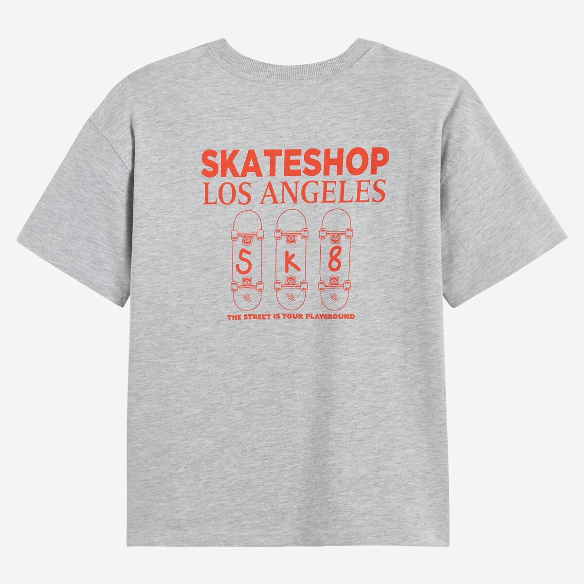 Slogan Oversized Crew Neck Short Sleeve T-Shirt grey marl, LA REDOUTE COLLECTIONS