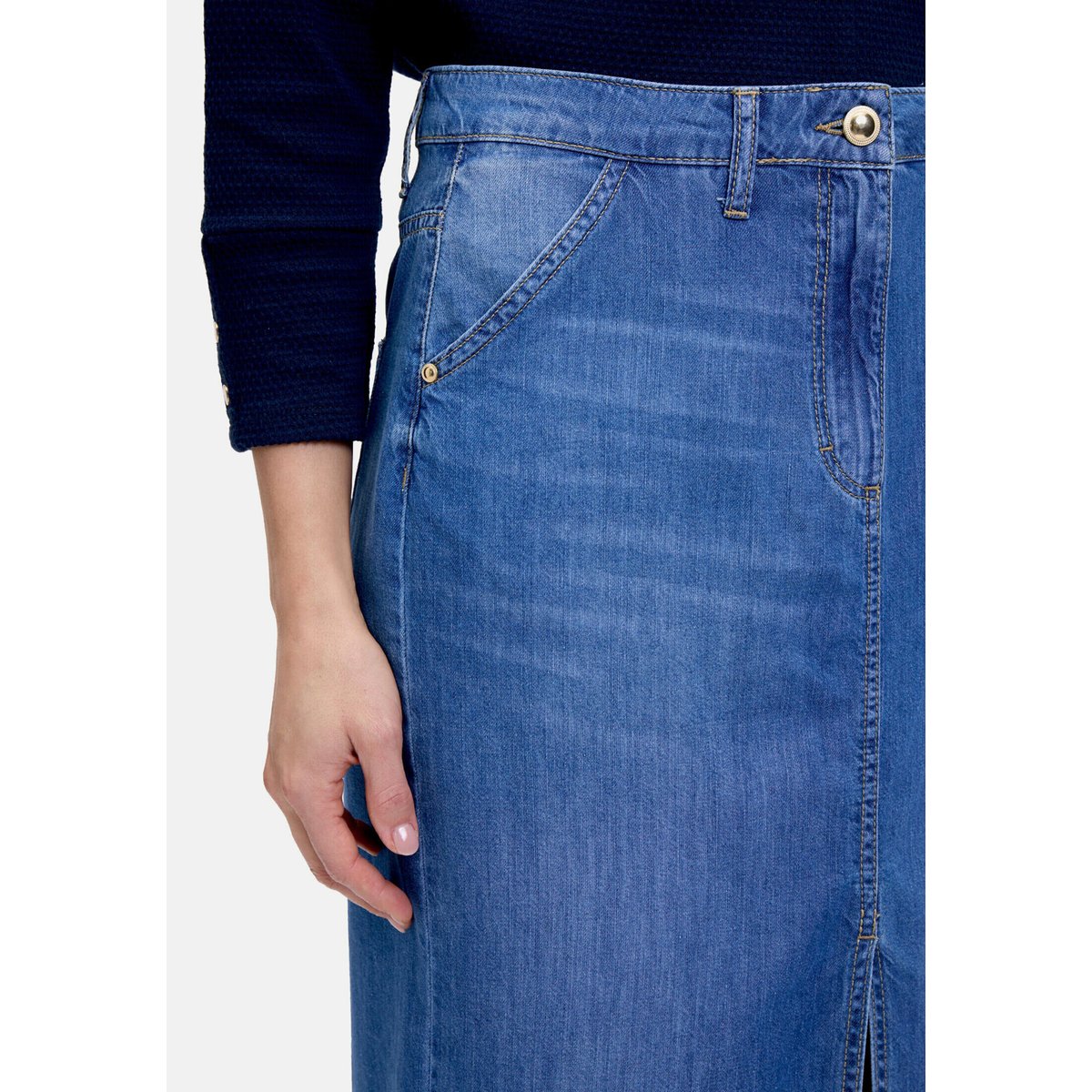 Jupe en jean à effet délavé bleu, BETTY BARCLAY