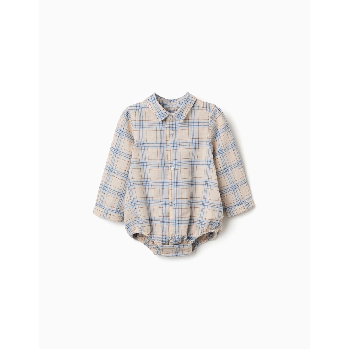 Body-chemise en coton à motif à carreaux gris clair, ZIPPY