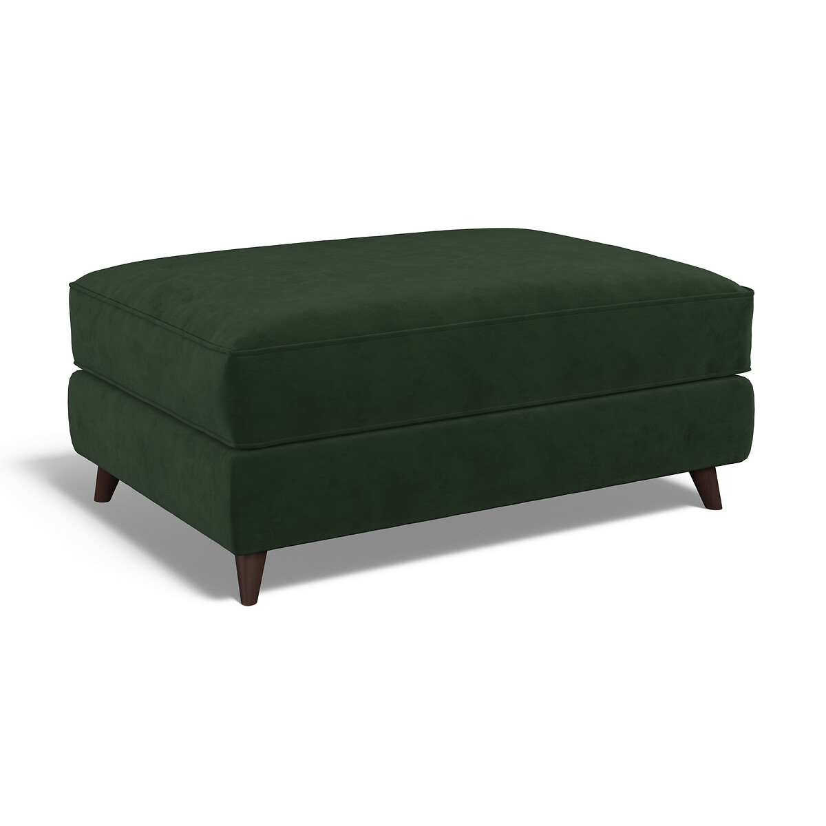 Amelia Velvet Footstool with Dark Wood Legs emerald, ÉDITÉ