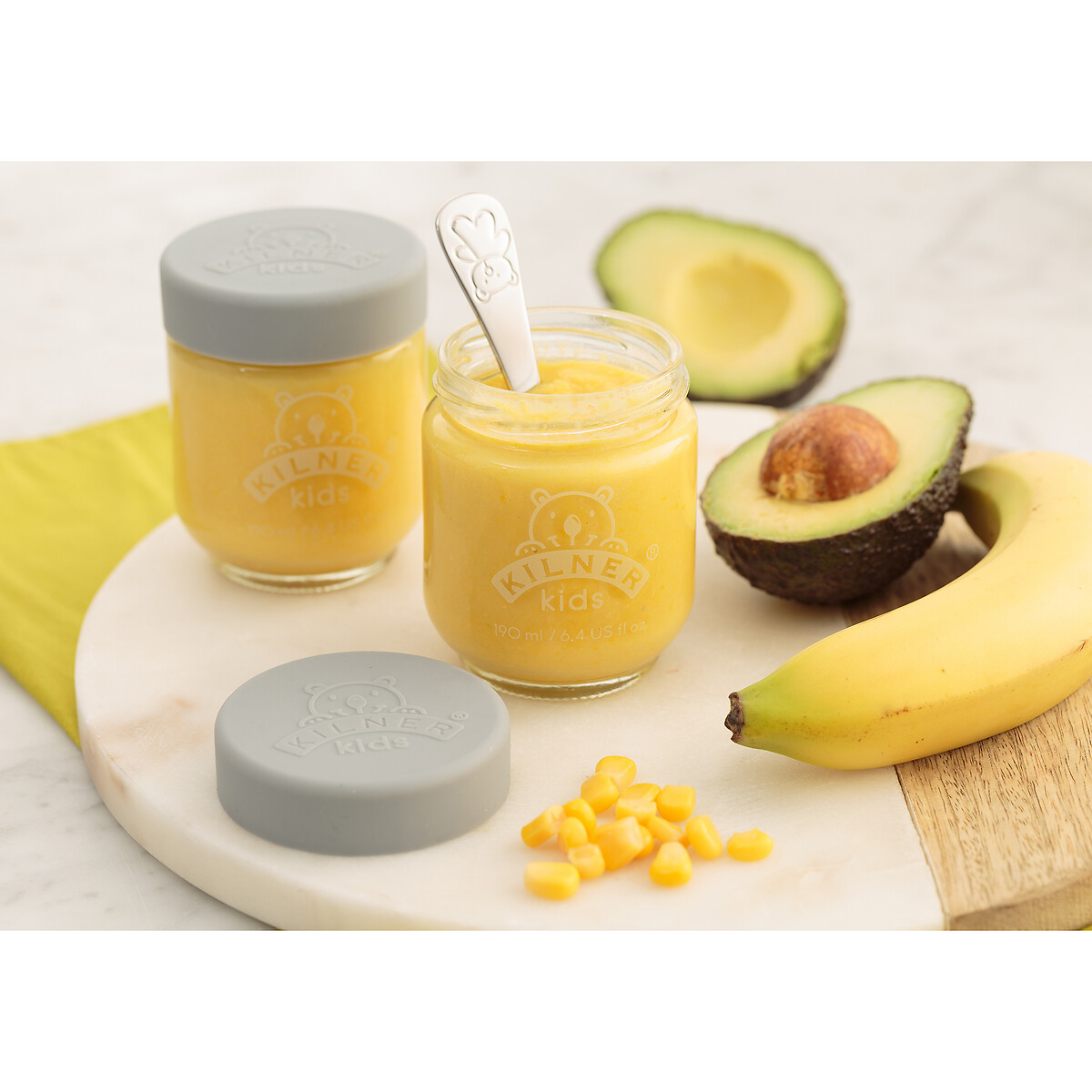 Set of 6 190ml Kids Jars with Silicon Lids glass, KILNER