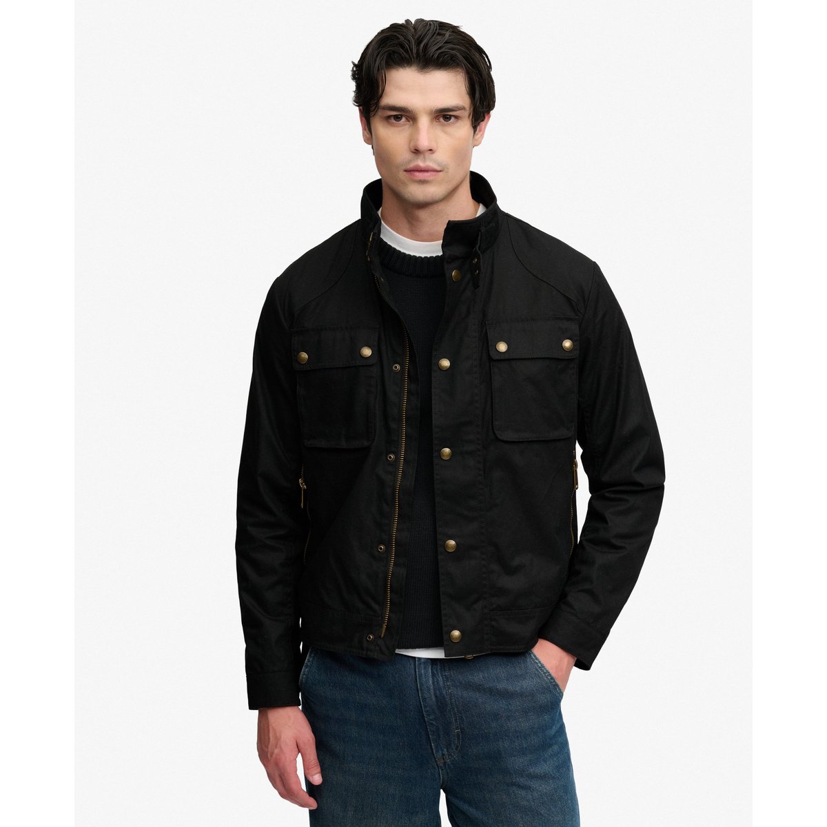 Veste Racer Cirée Courte noir carbone, SUPERDRY