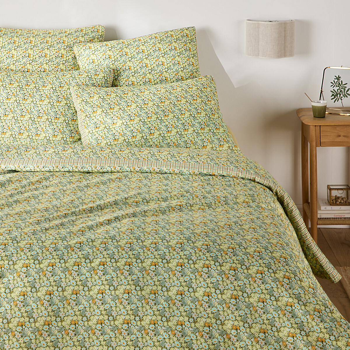 Housse de couette en coton et lin lavé, imprimé fleurs, DALINA imprimé, LA REDOUTE INTERIEURS