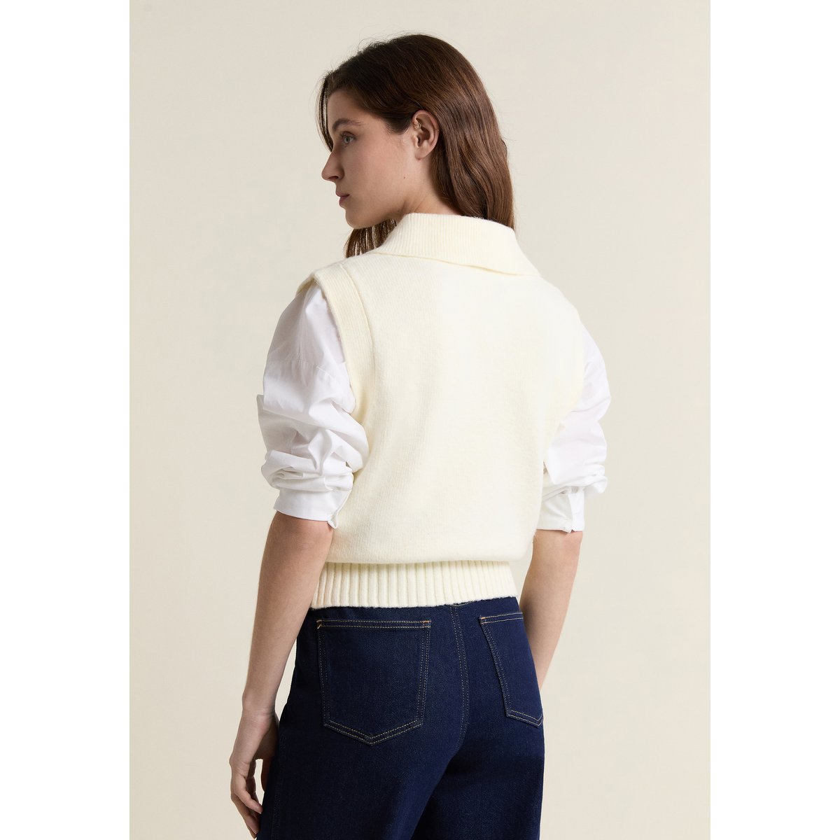 Pull col polo sans manches PIETRO lin, ETAM