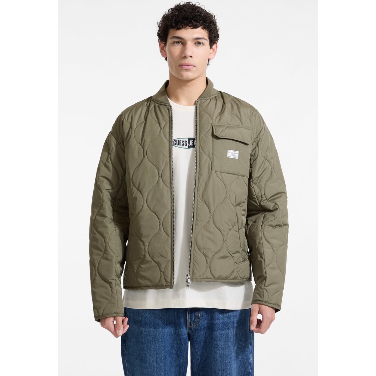 Bomber Matelassé vert olive, GUESS JEANS