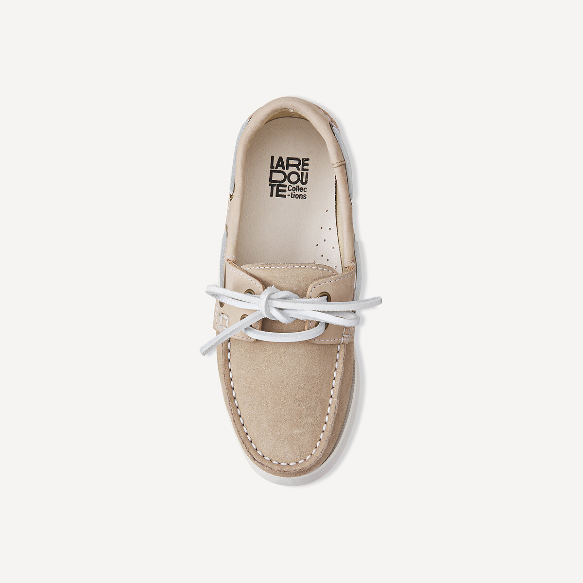 Kids Lace-Up Boat Loafers in Leather beige, LA REDOUTE COLLECTIONS