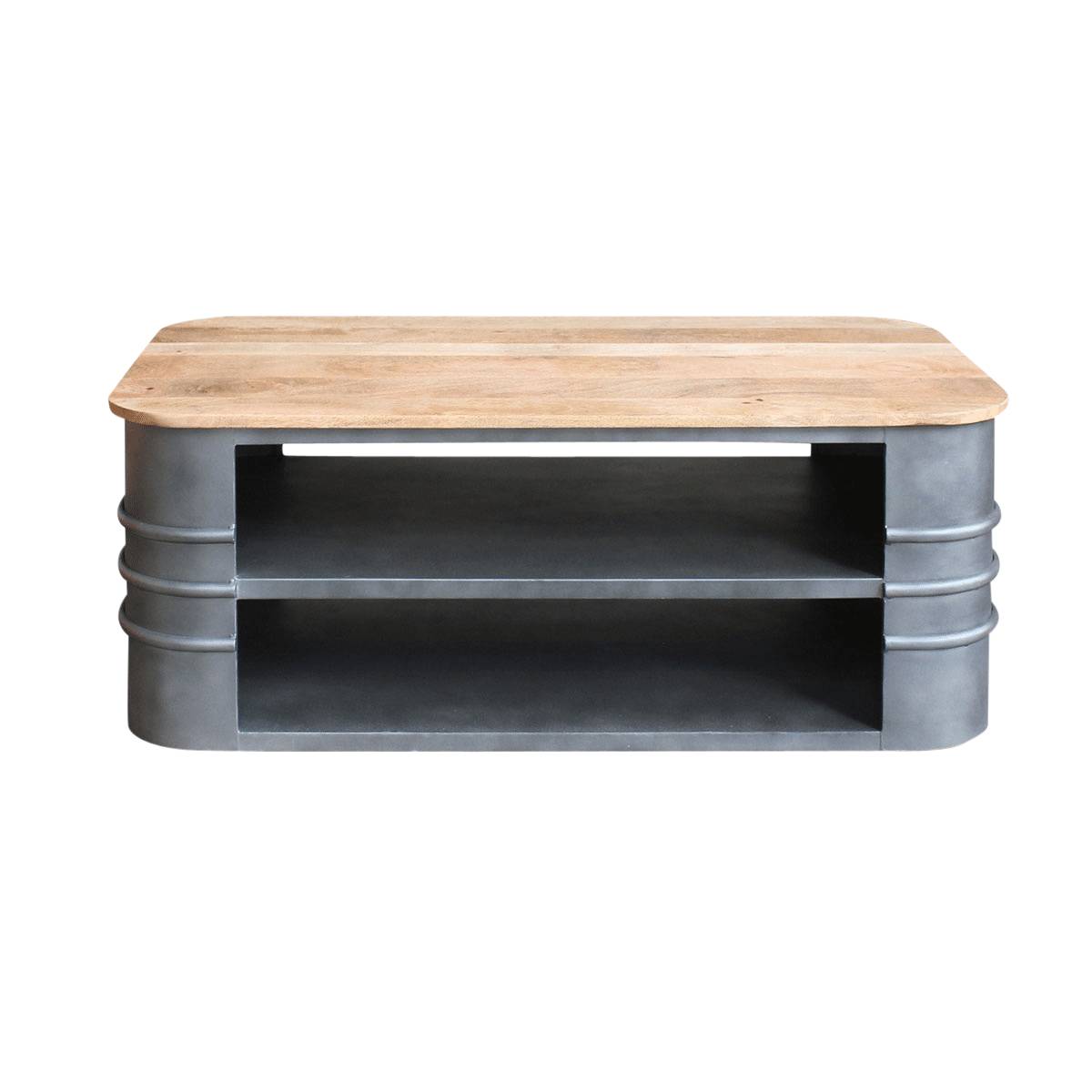 Table basse en métal ovale LOCKER gris, MADE IN MEUBLES 