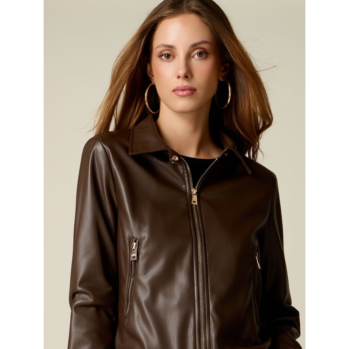Veste enduite marron, OLTRE