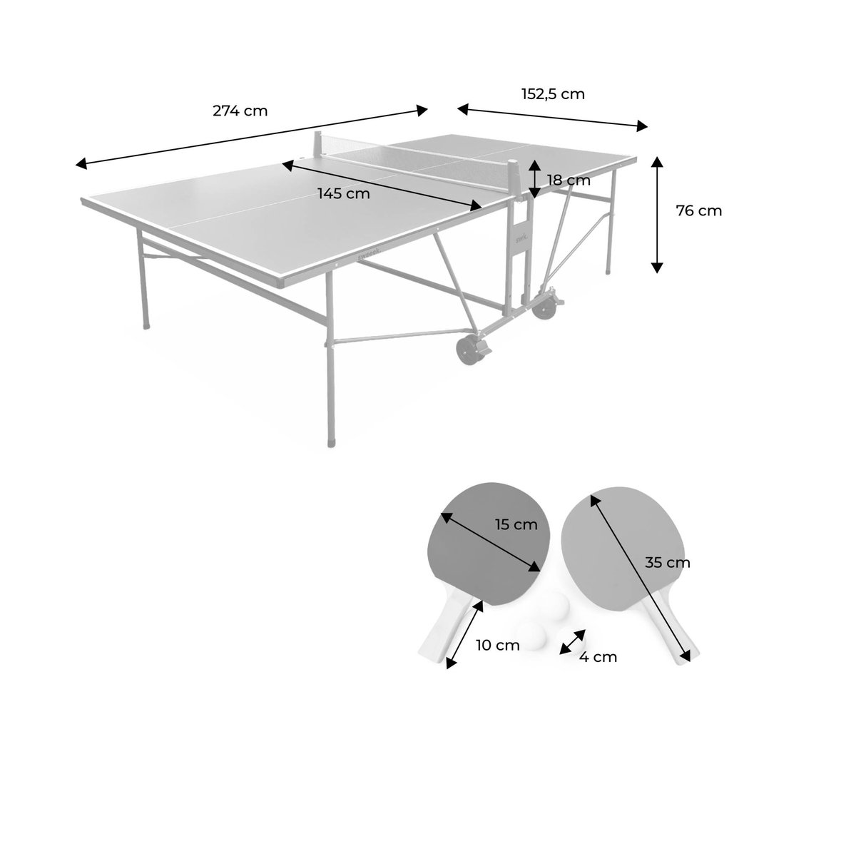 Table de ping pong intérieure pliante avec 4 raquettes et 6 balles TABLE DE PING PONG INTÉRIEURE PLIANTE + RAQUETTES bleu, SWEEEK