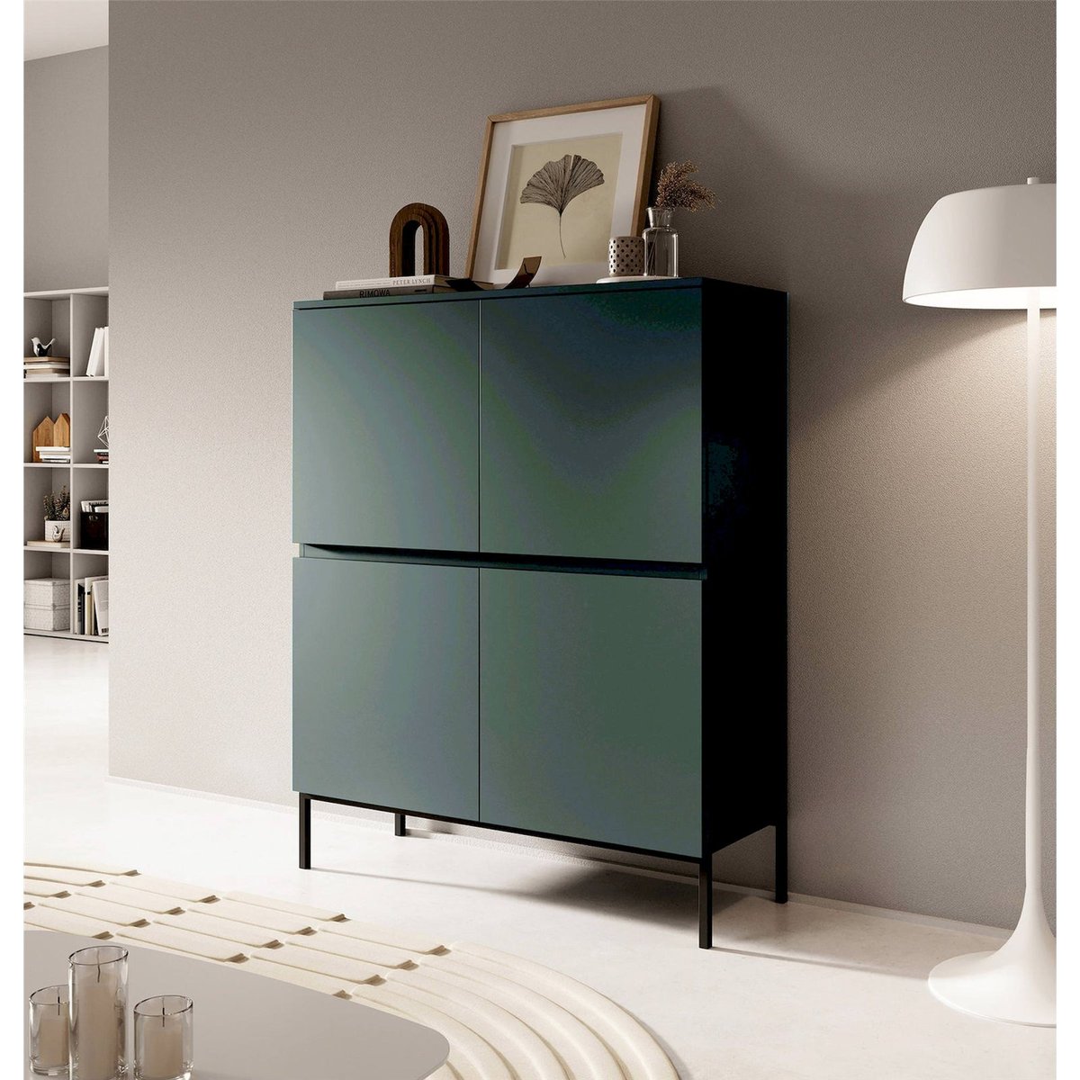 Commode haute BEMMI portes battantes blanc, RECOLLECTION