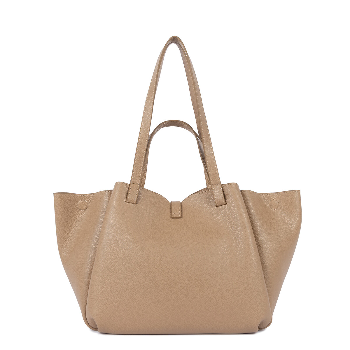 Sac cabas porté épaule L en cuir, MILANO HORIZON sable, LANCASTER