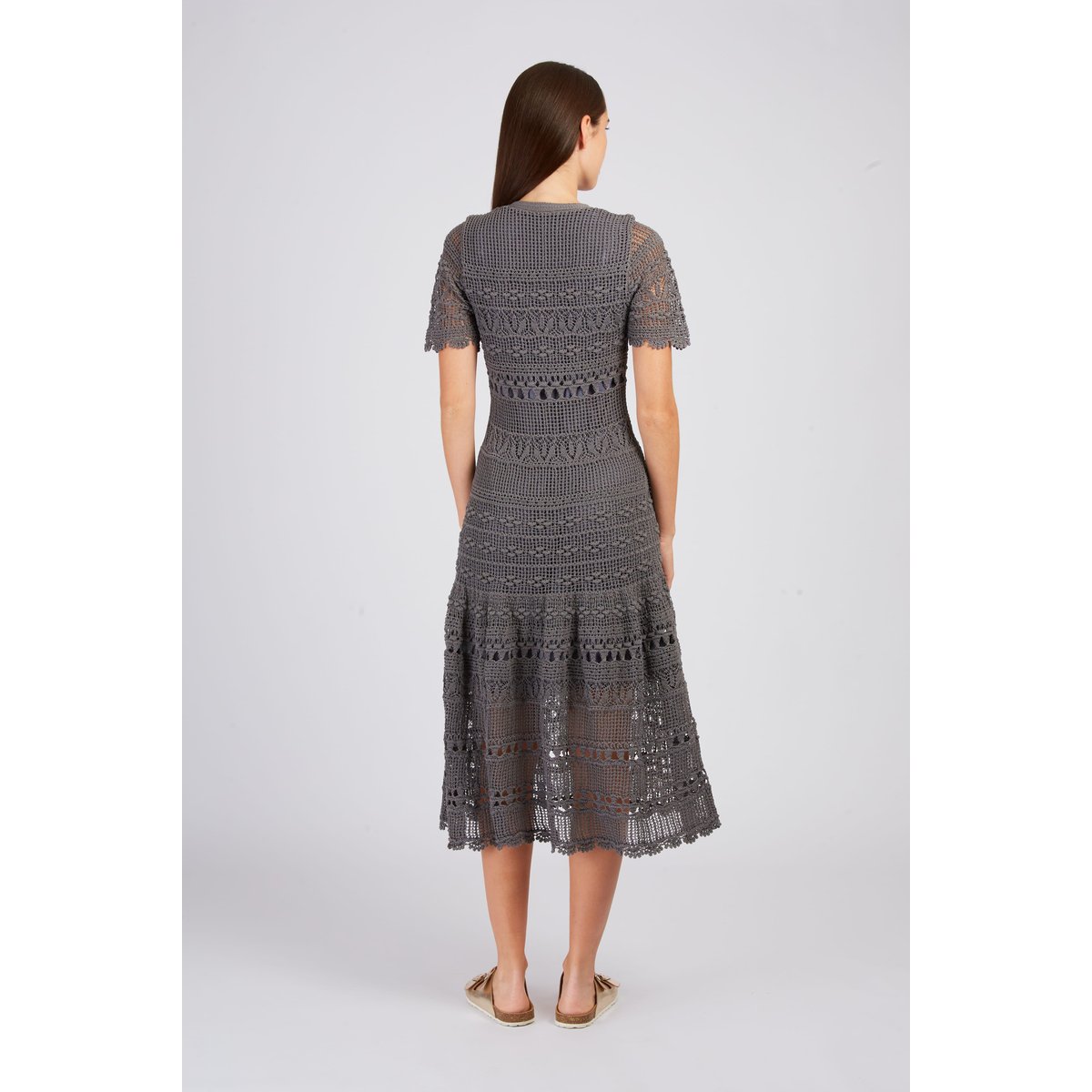 Robe longue unie en maille XIAMEN kaki, DERHY