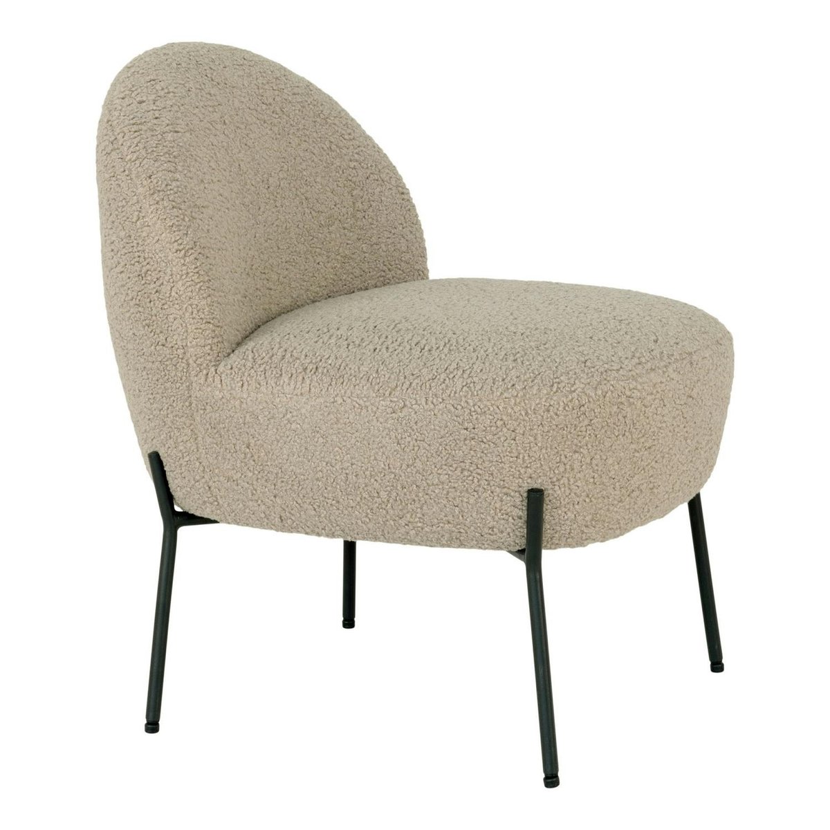 Fauteuil de salon en bouclette gris brun design organique BERLIN gris, PIER IMPORT