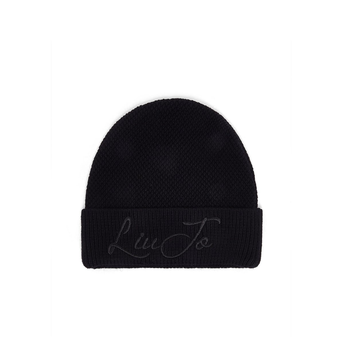 Bonnet en maille avec logo noir, LIU JO
