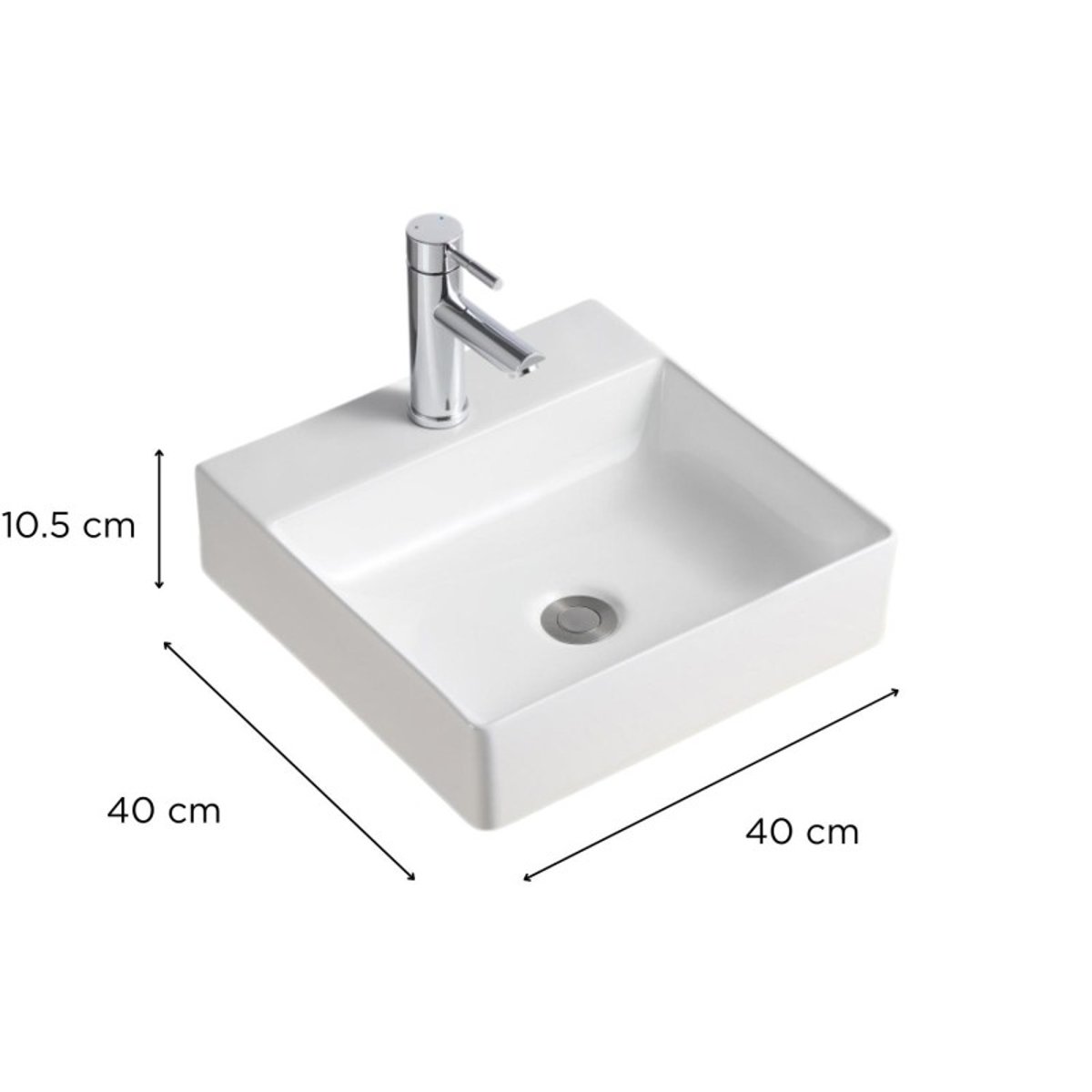 Vasque à poser carrée en céramique blanche 40cm NAO blanc, MOB IN