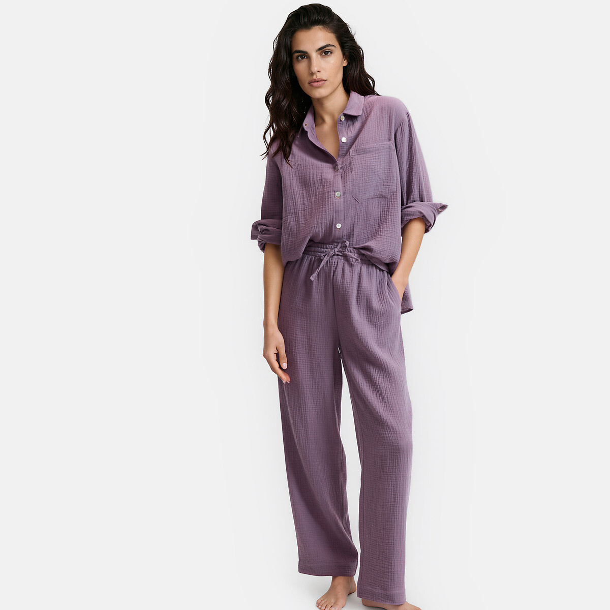 Pijama de gasa de algodón, Signature MARGOT higo, LA REDOUTE COLLECTIONS