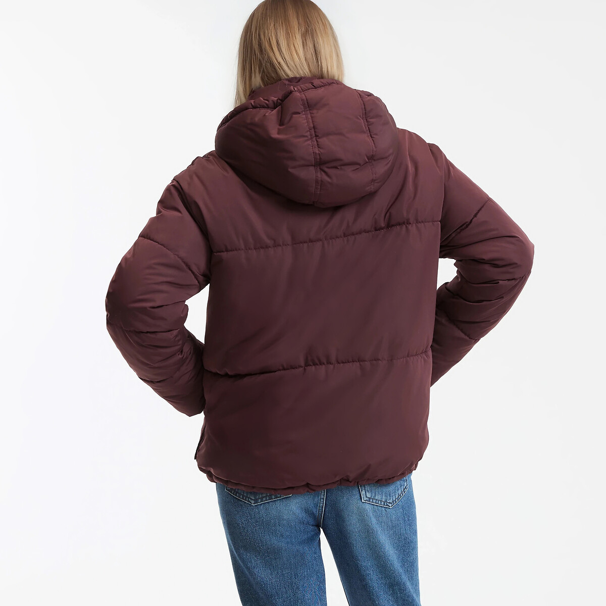Doudoune courte à capuche rouge bordeaux, LA REDOUTE COLLECTIONS