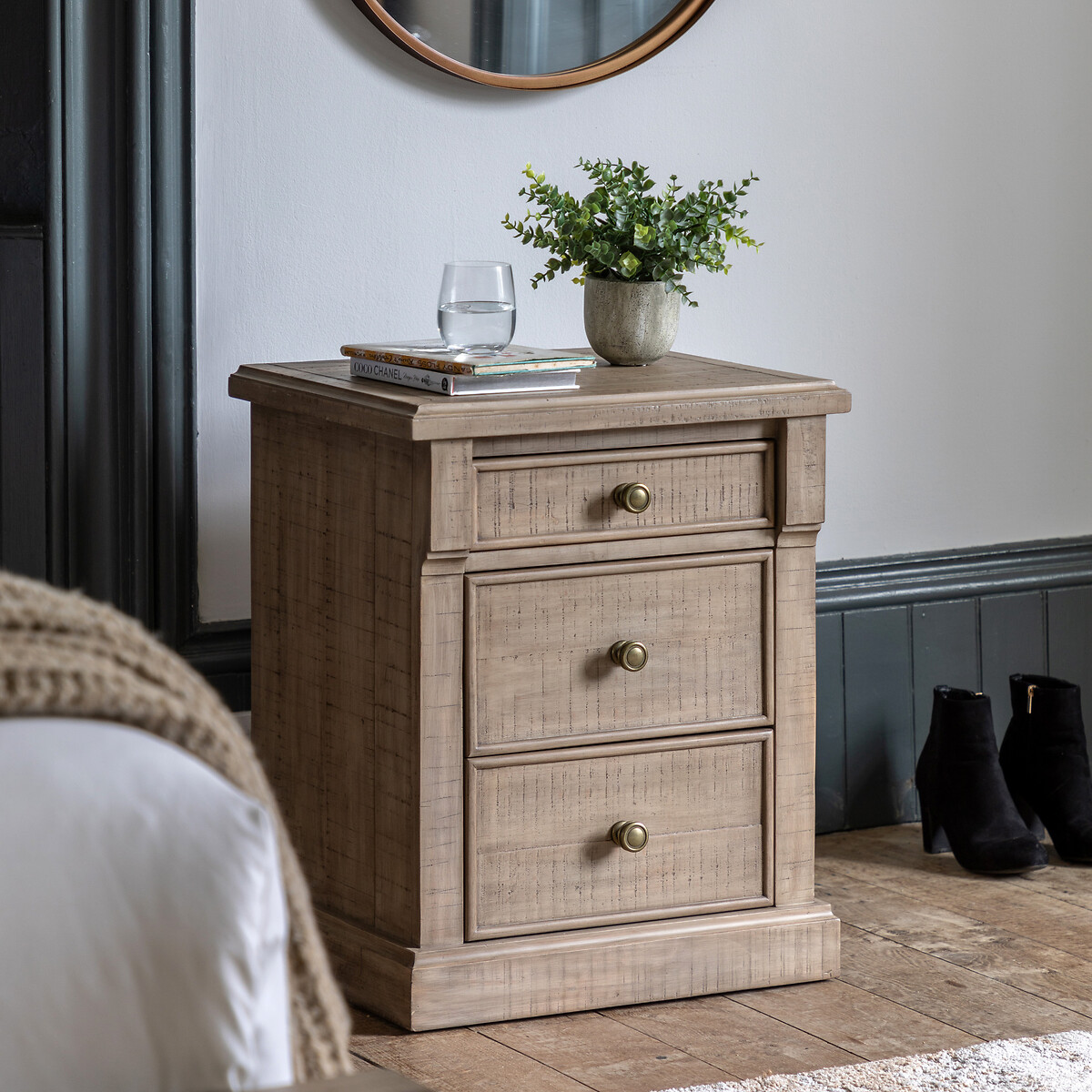 Vinton American Pine 3 Drawer Bedside natural, ÉDITÉ