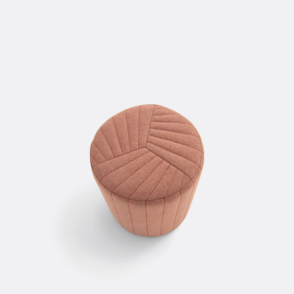 Pouf cylindrique surpiqué, Jimeo bois de rose, LA REDOUTE INTERIEURS