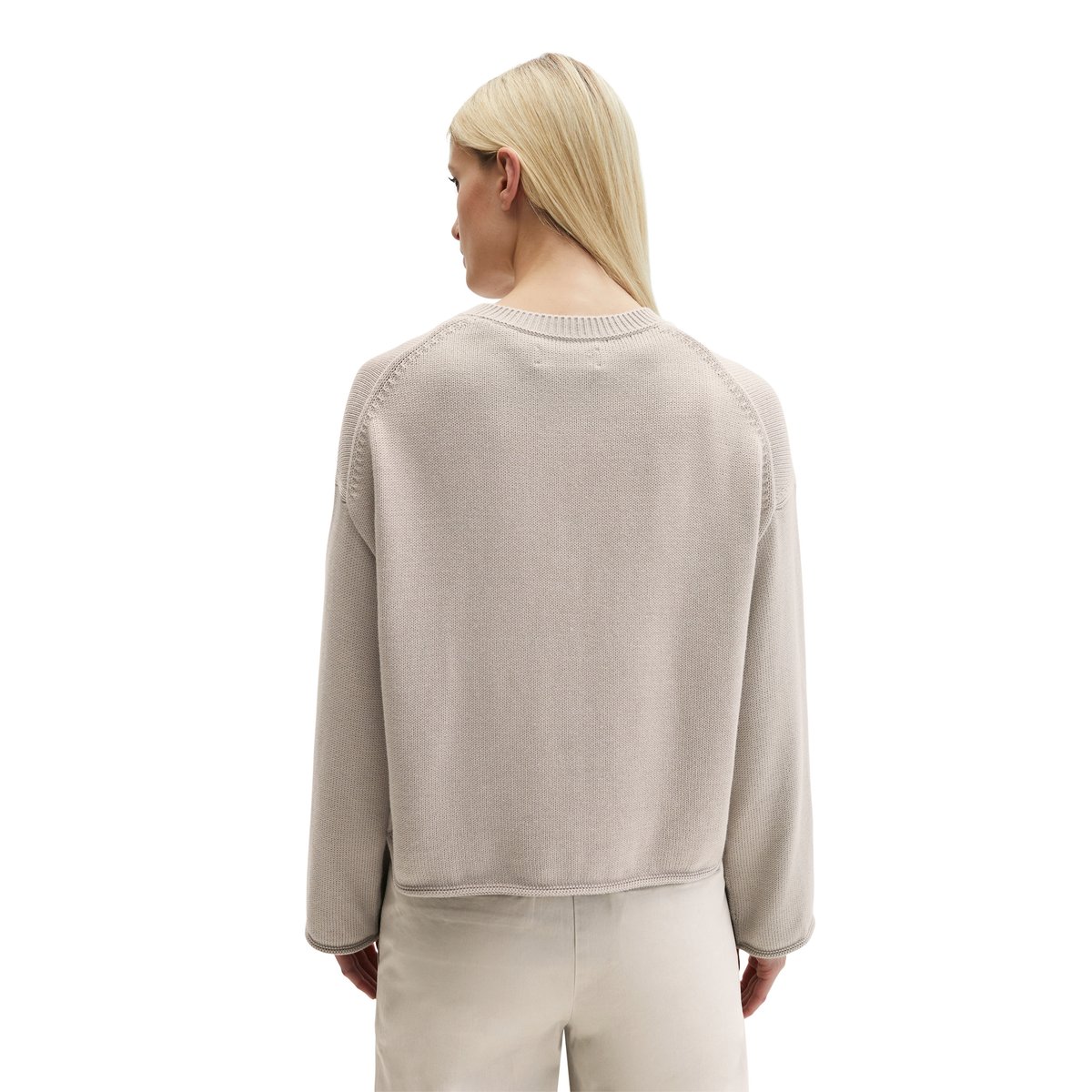 Cardigan oversized à col en V DfC en fil de coton organique gris clair, MARC O'POLO