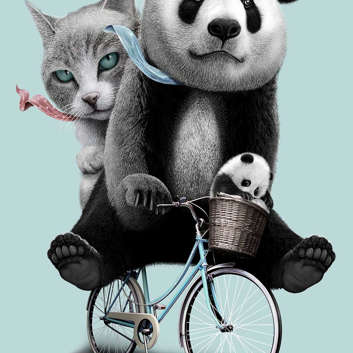 Affiche enfant amis à bicyclette affiche seule, HEXOA
